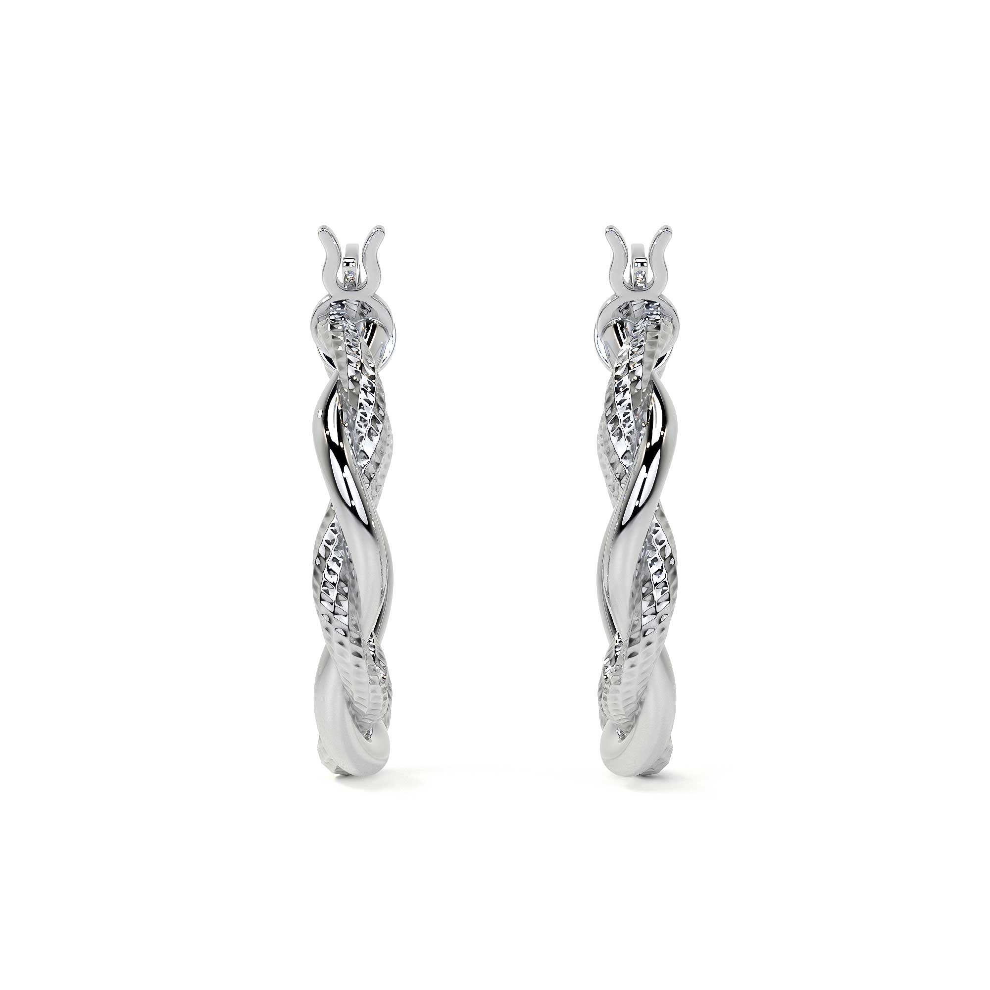 Twisted Tube Diamond Cut Hoop Earrings in 925 Sterling Silver for Women