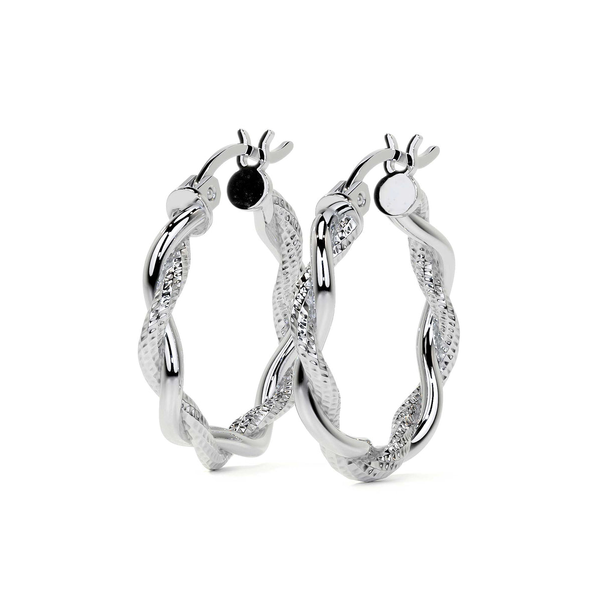 Twisted Tube Diamond Cut Hoop Earrings in 925 Sterling Silver for Women