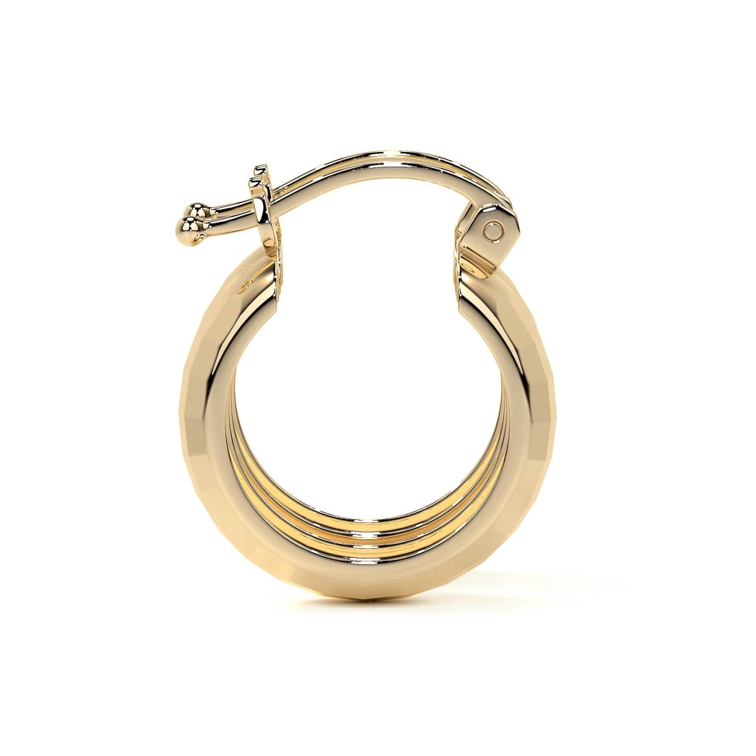 10k Gold Diamond-Cut Domino Style Arracada Bangle Earring, 12 x 6mm