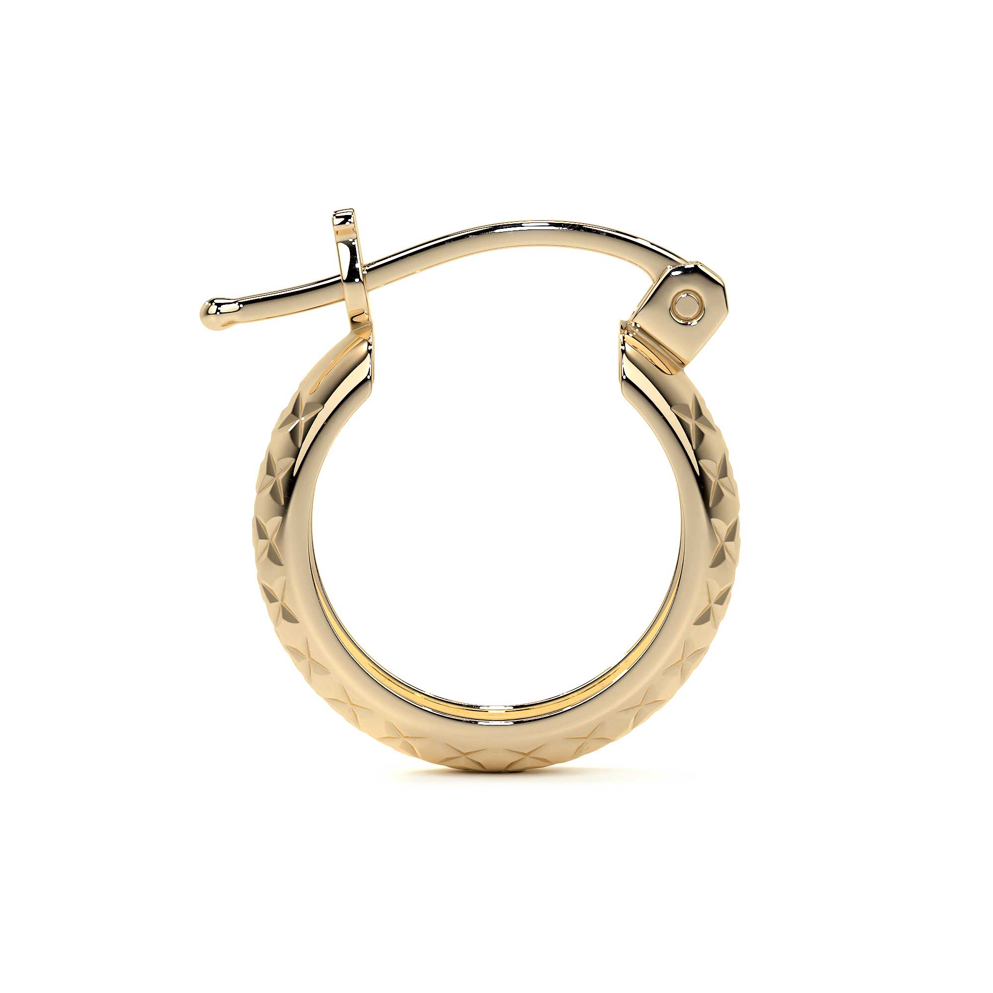 10k Gold Diamond-Cut Honeycomb Bangle Earring, 15 x 4mm Gold