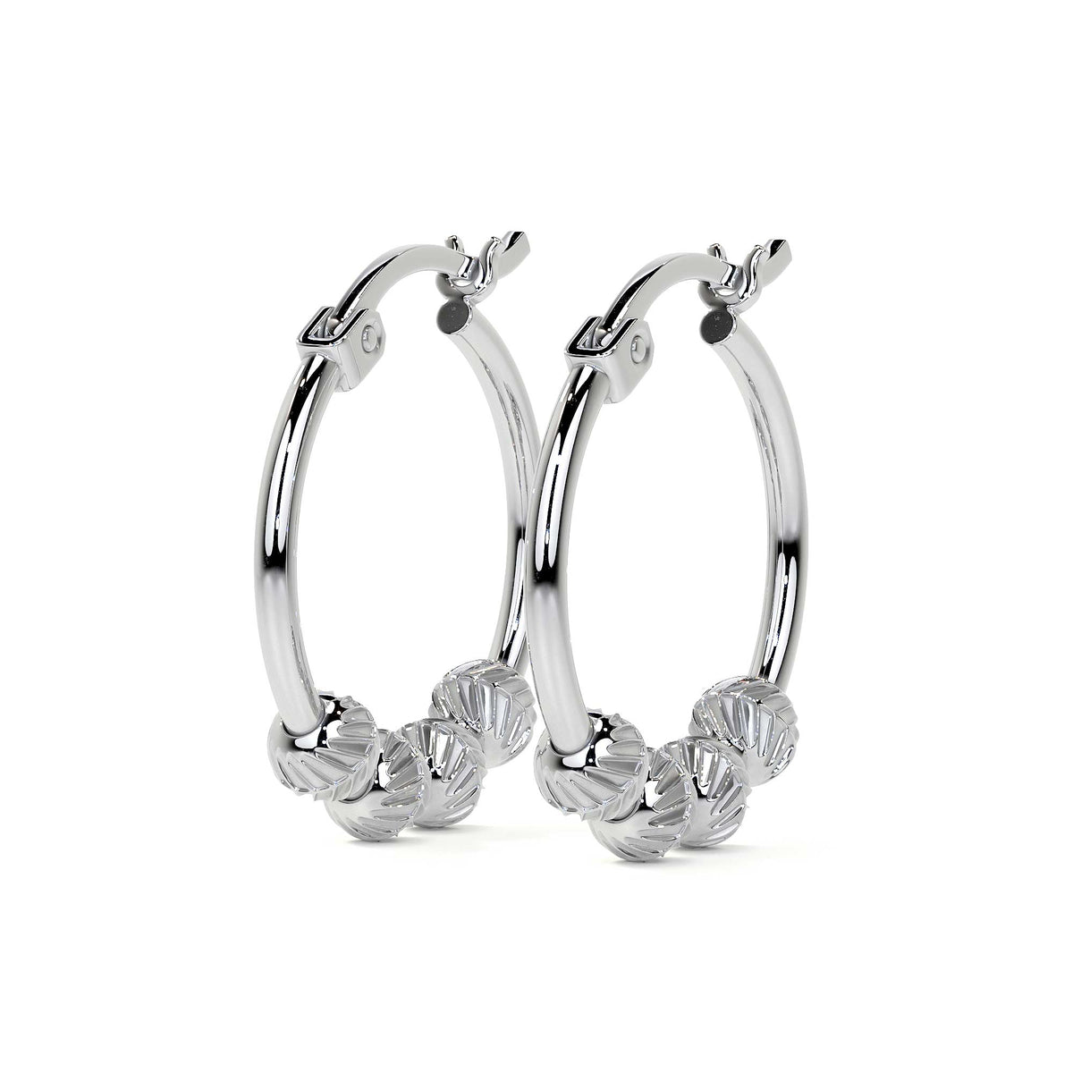 925 Sterling Silver Stud Earrings For Women With Diamond Cut Ball