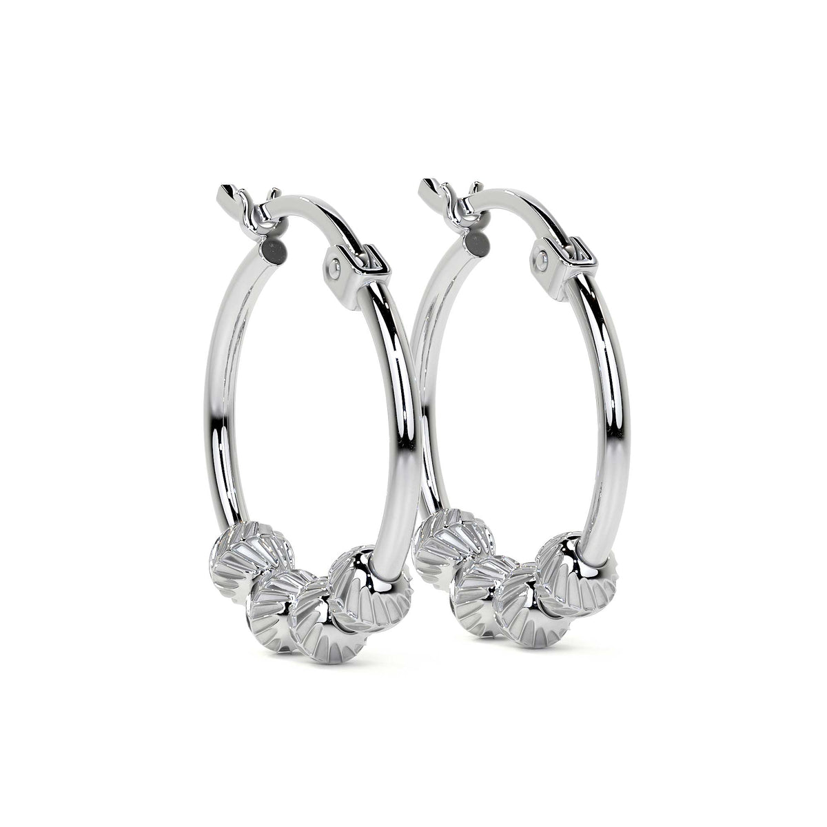 925 Sterling Silver Stud Earrings For Women With Diamond Cut Ball