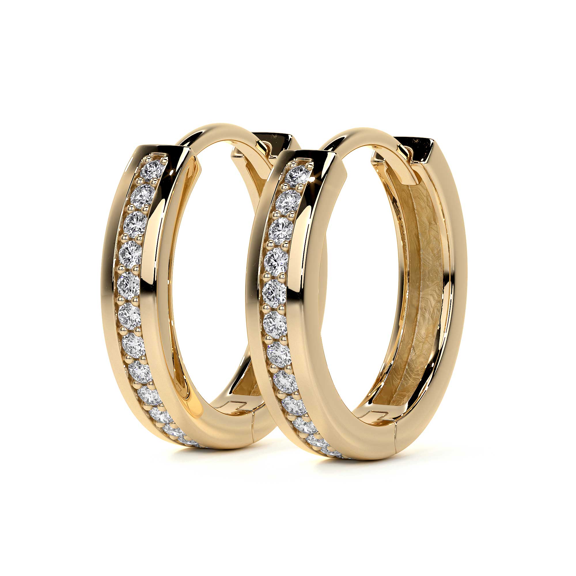 10k Gold Huggie Earrings with Zirconia