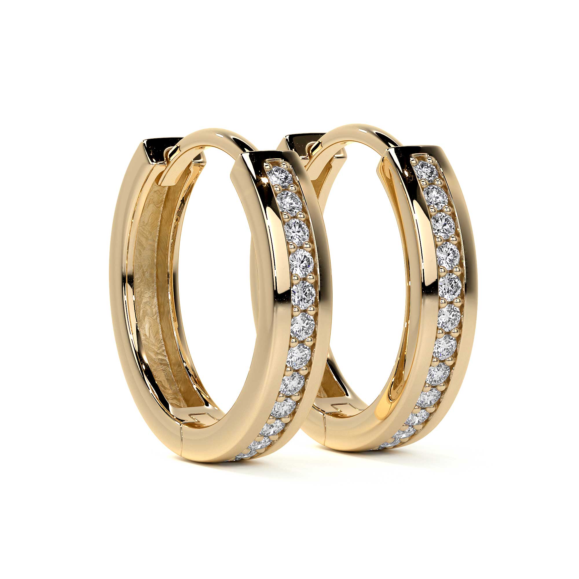 10k Gold Huggie Earrings with Zirconia