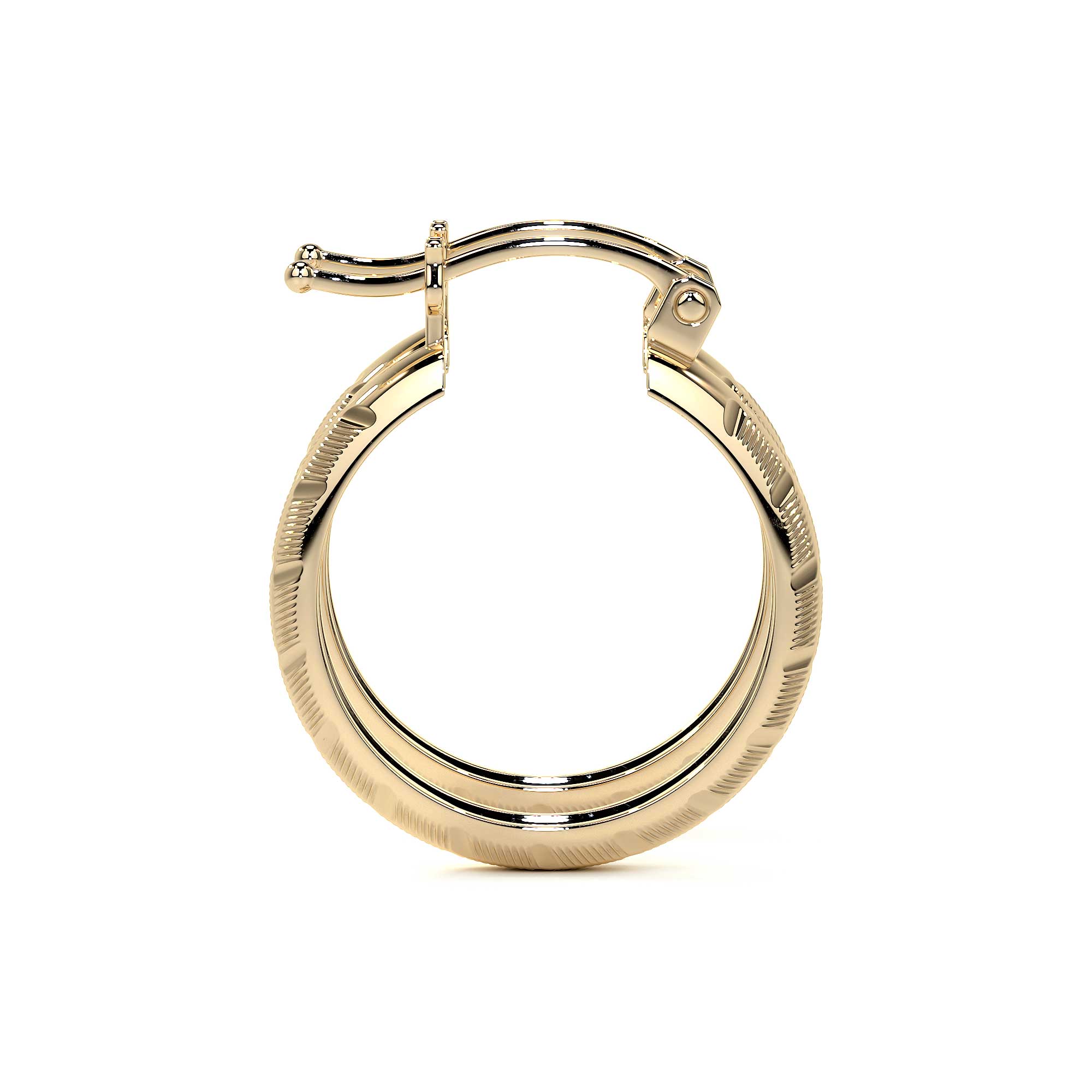 10k Gold Diamond-Cut Diagonal Arracada Bangle Earring, 20x4mm