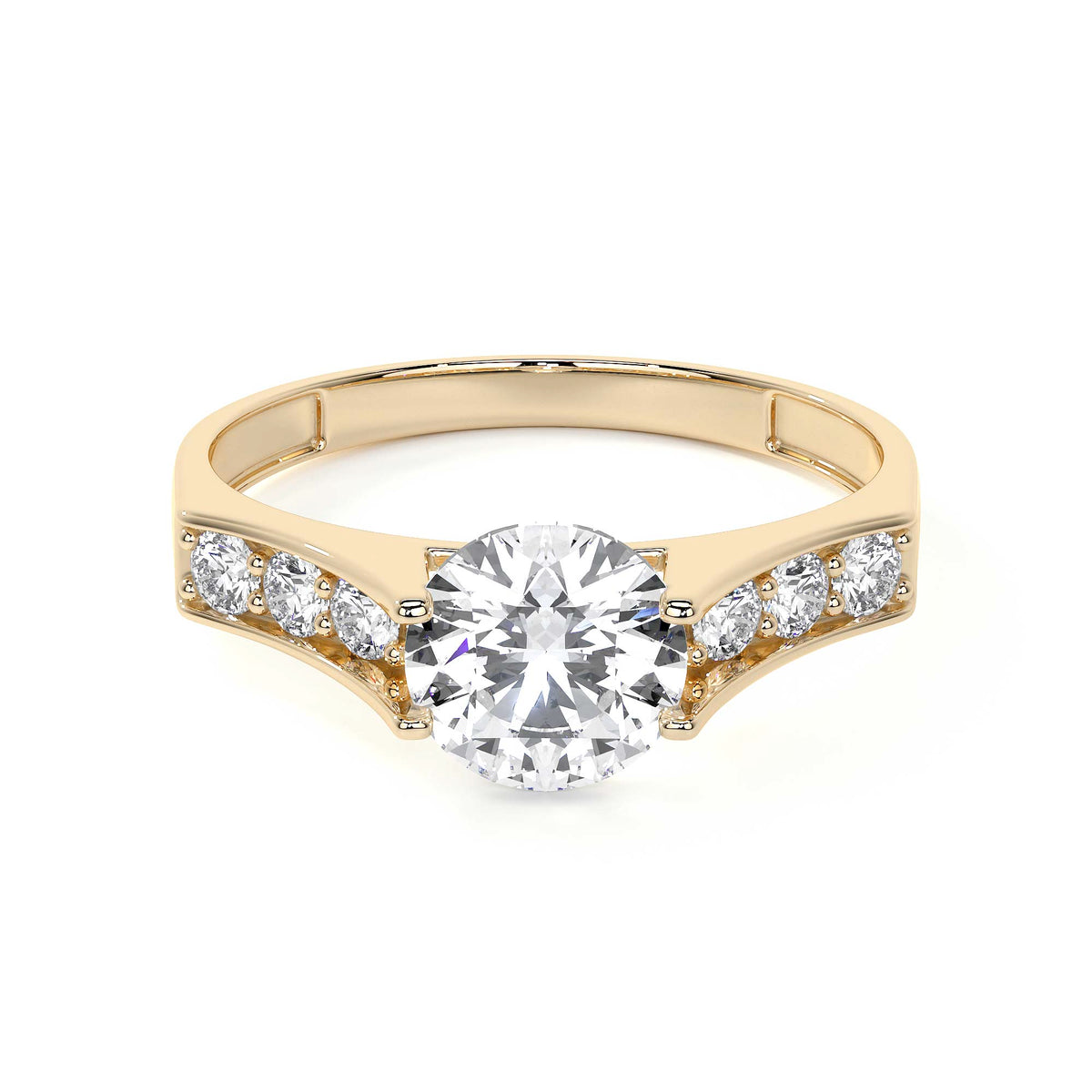 10k Gold Engagement Ring with Zirconia Stones