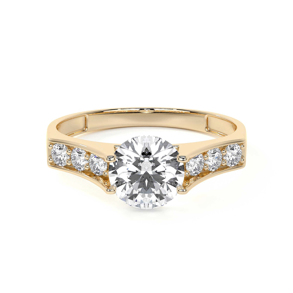 10k Gold Engagement Ring with Zirconia Stones