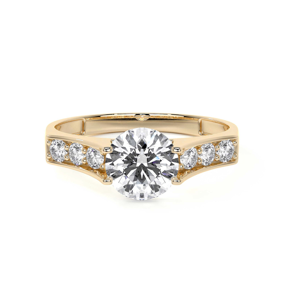 10k Gold Engagement Ring with Zirconia Stones
