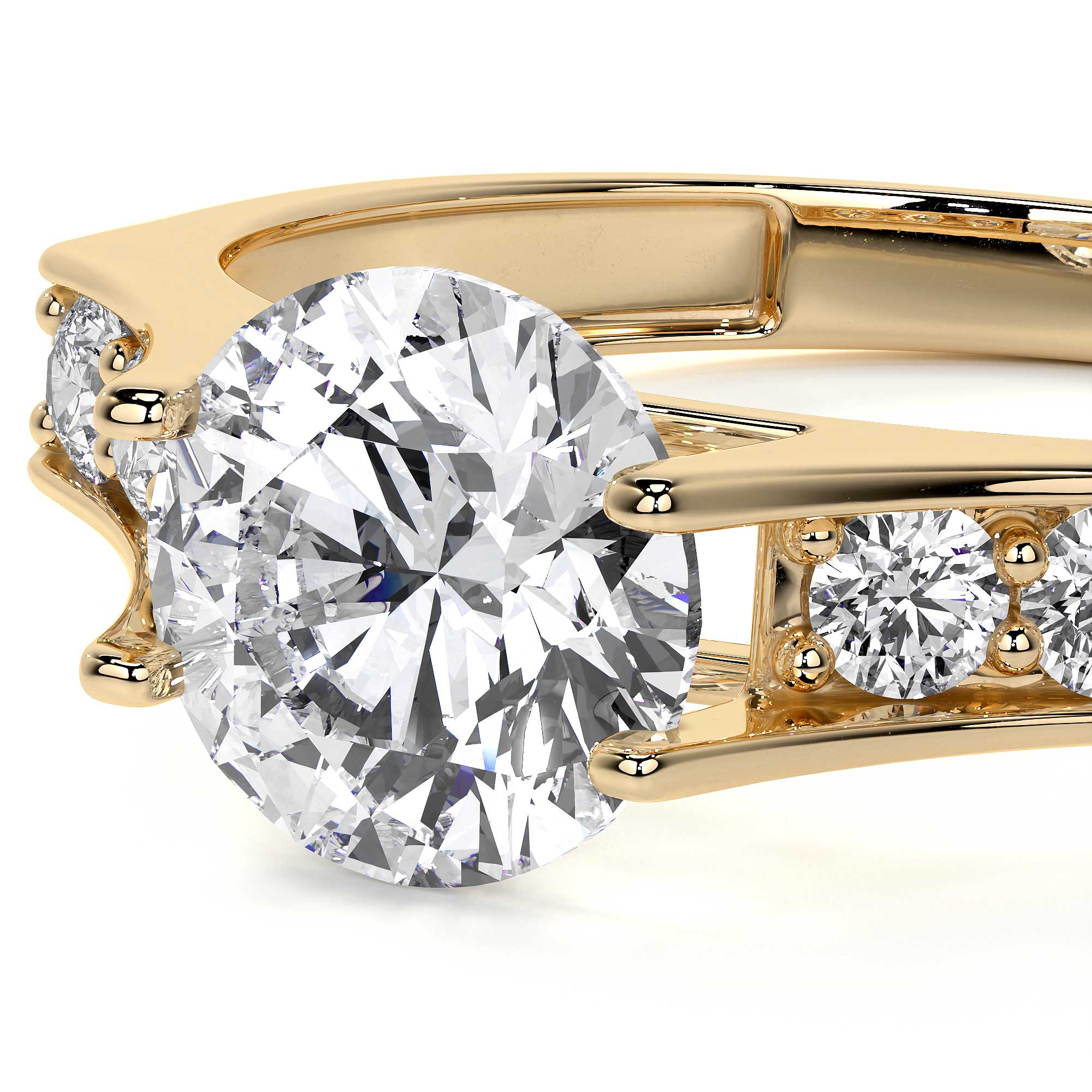 10k Gold Engagement Ring with Zirconia Stones