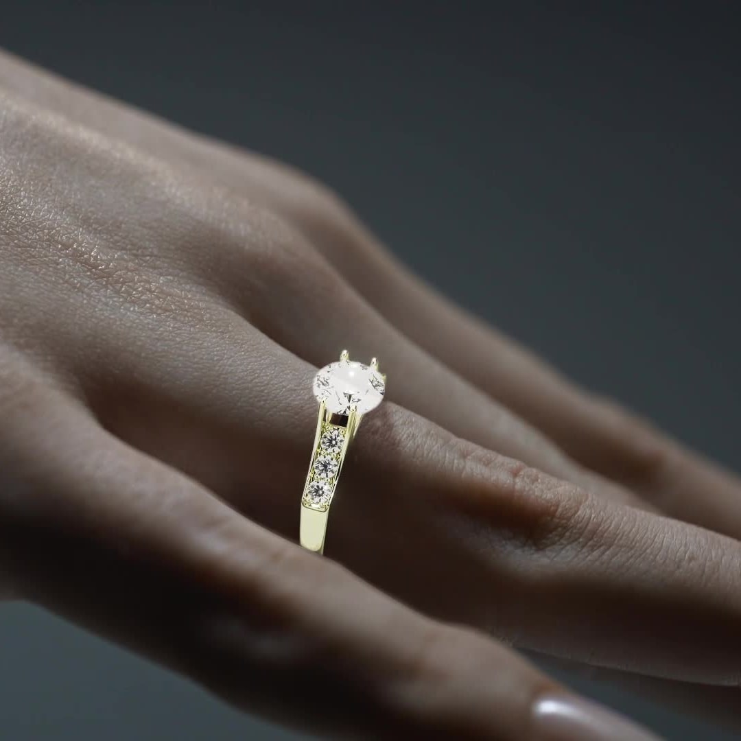 10k Gold Engagement Ring with Zirconia Stones