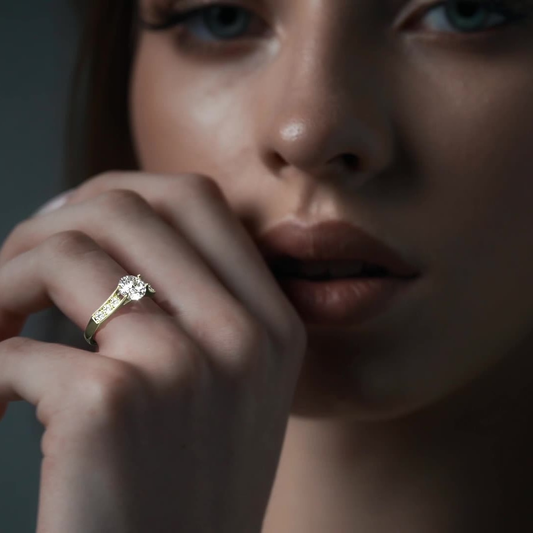 10k Gold Engagement Ring with Zirconia Stones