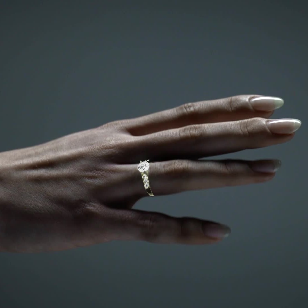10k Gold Engagement Ring with Zirconia Stones