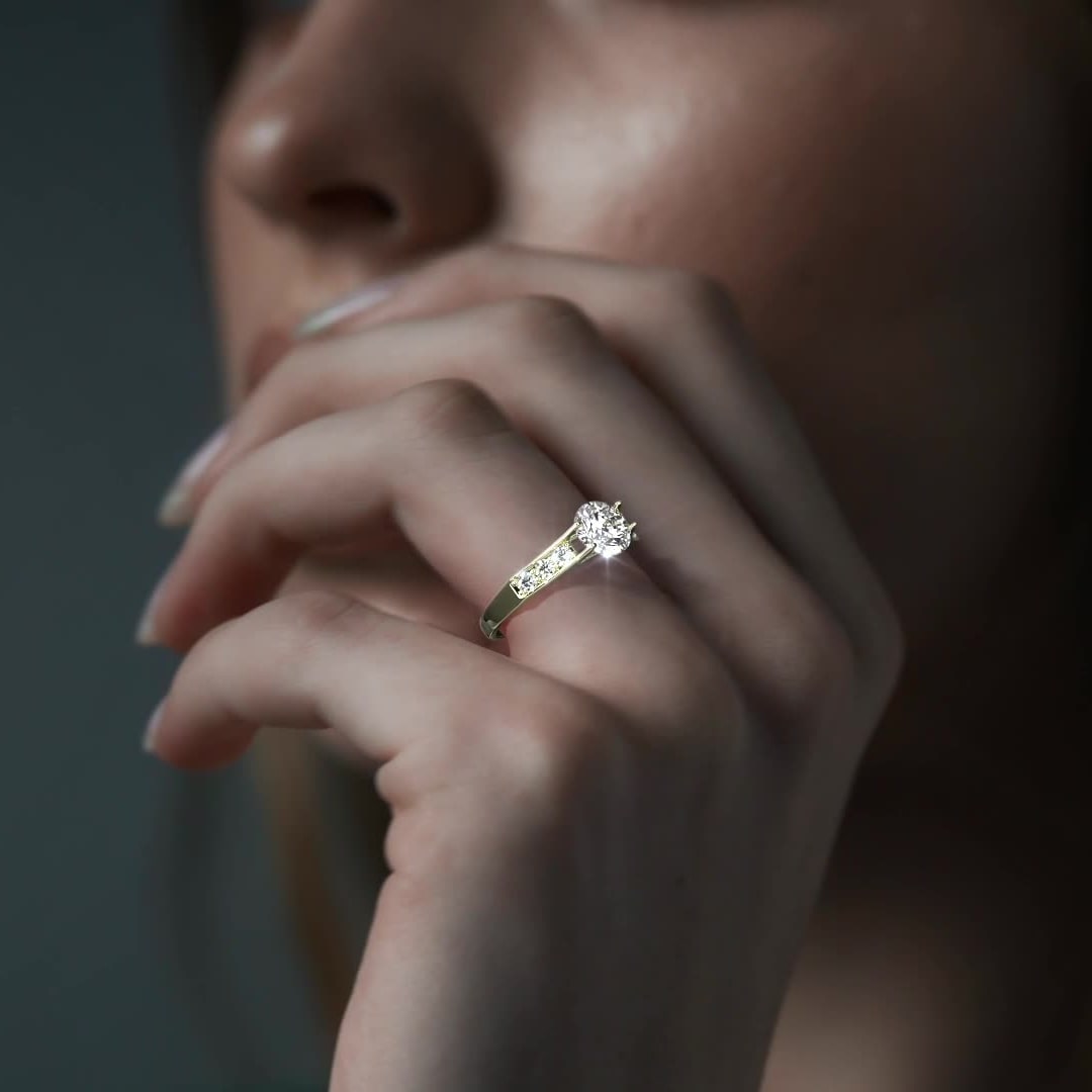 10k Gold Engagement Ring with Zirconia Stones