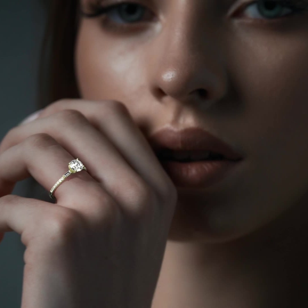 10k Gold Engagement Ring with Zirconia Stone