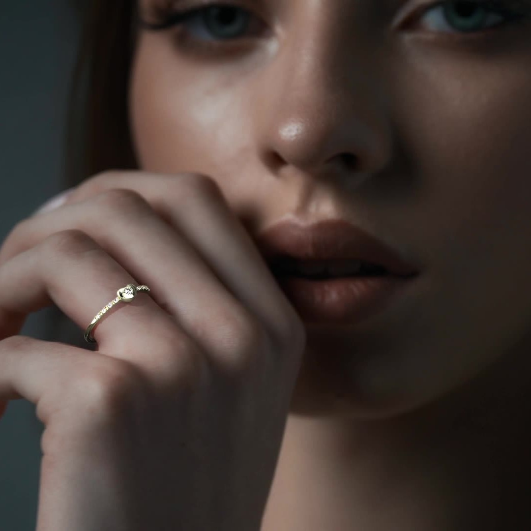 Women's 14k Gold Heart Diamond Ring