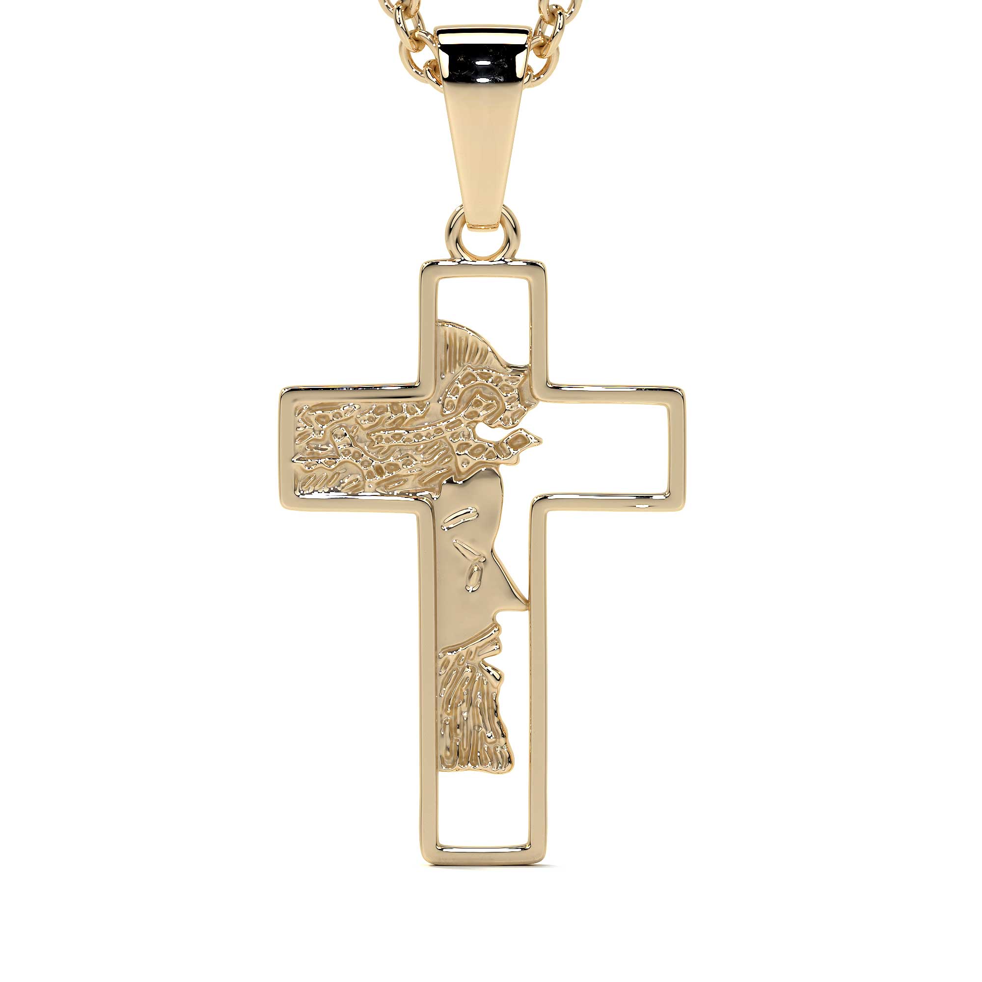 10k Gold Jesus Face Cross Pendant