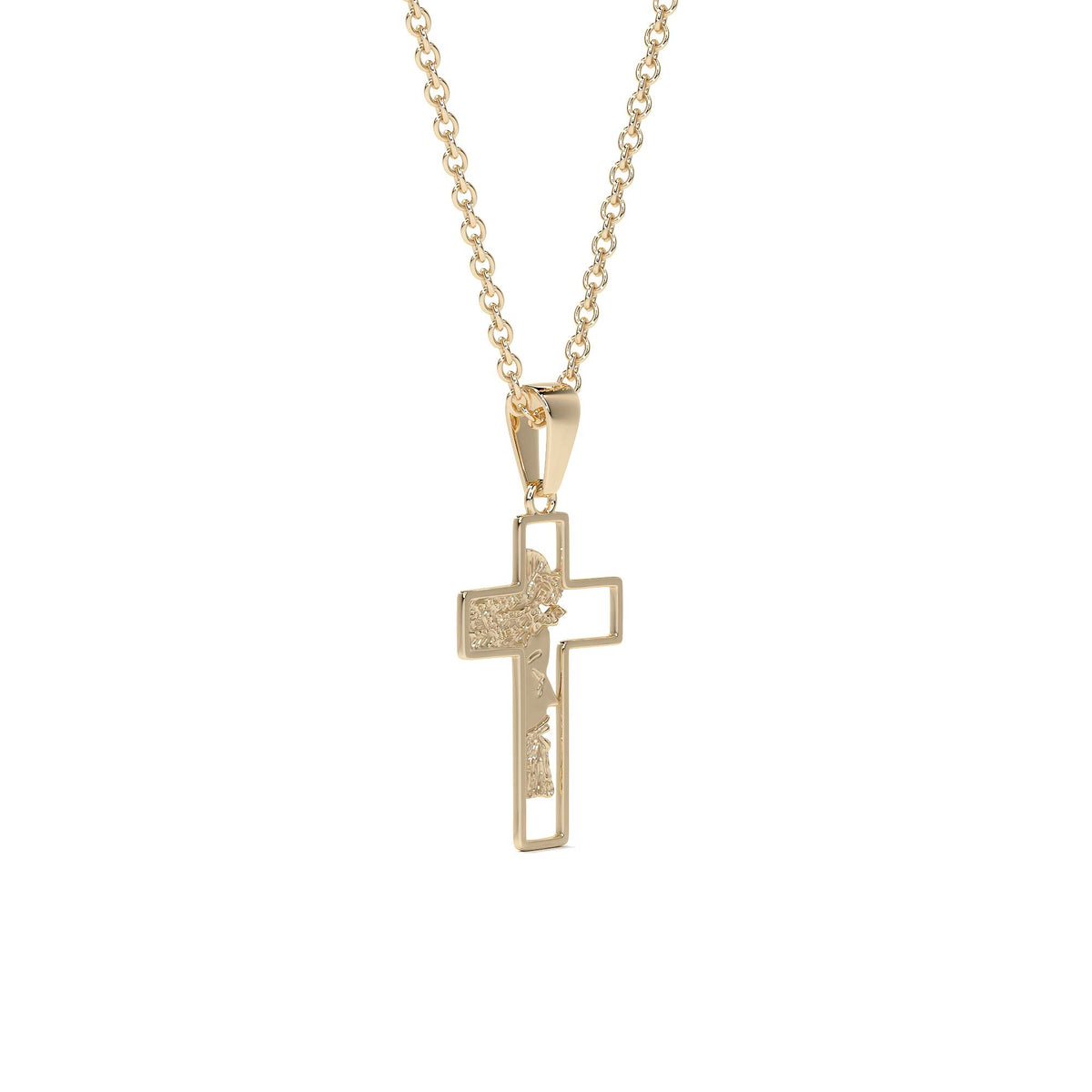 10k Gold Jesus Face Cross Pendant