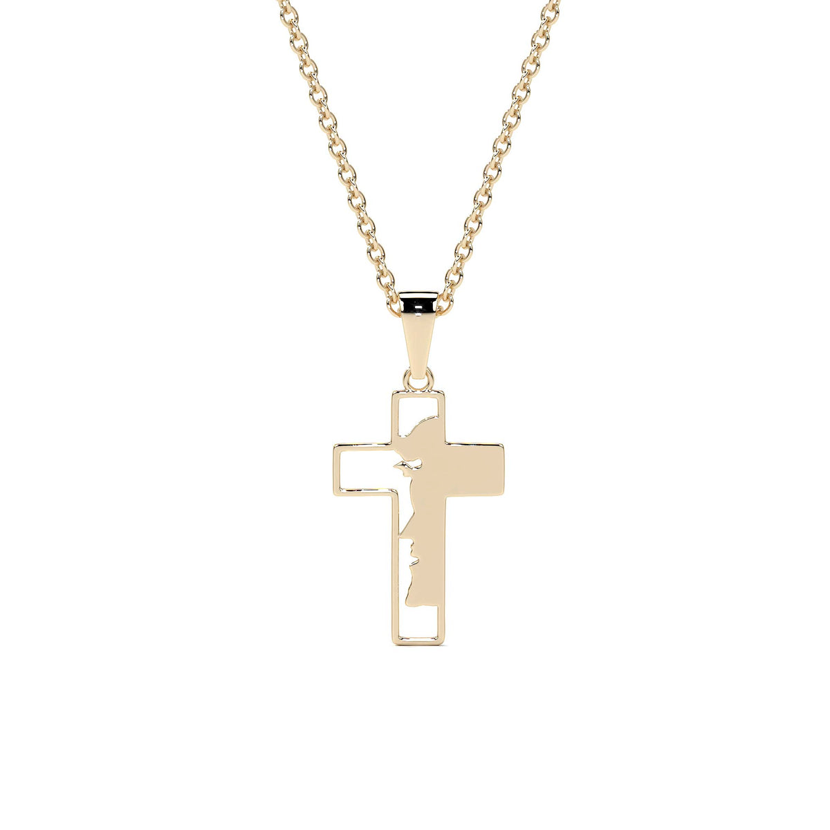 10k Gold Jesus Face Cross Pendant