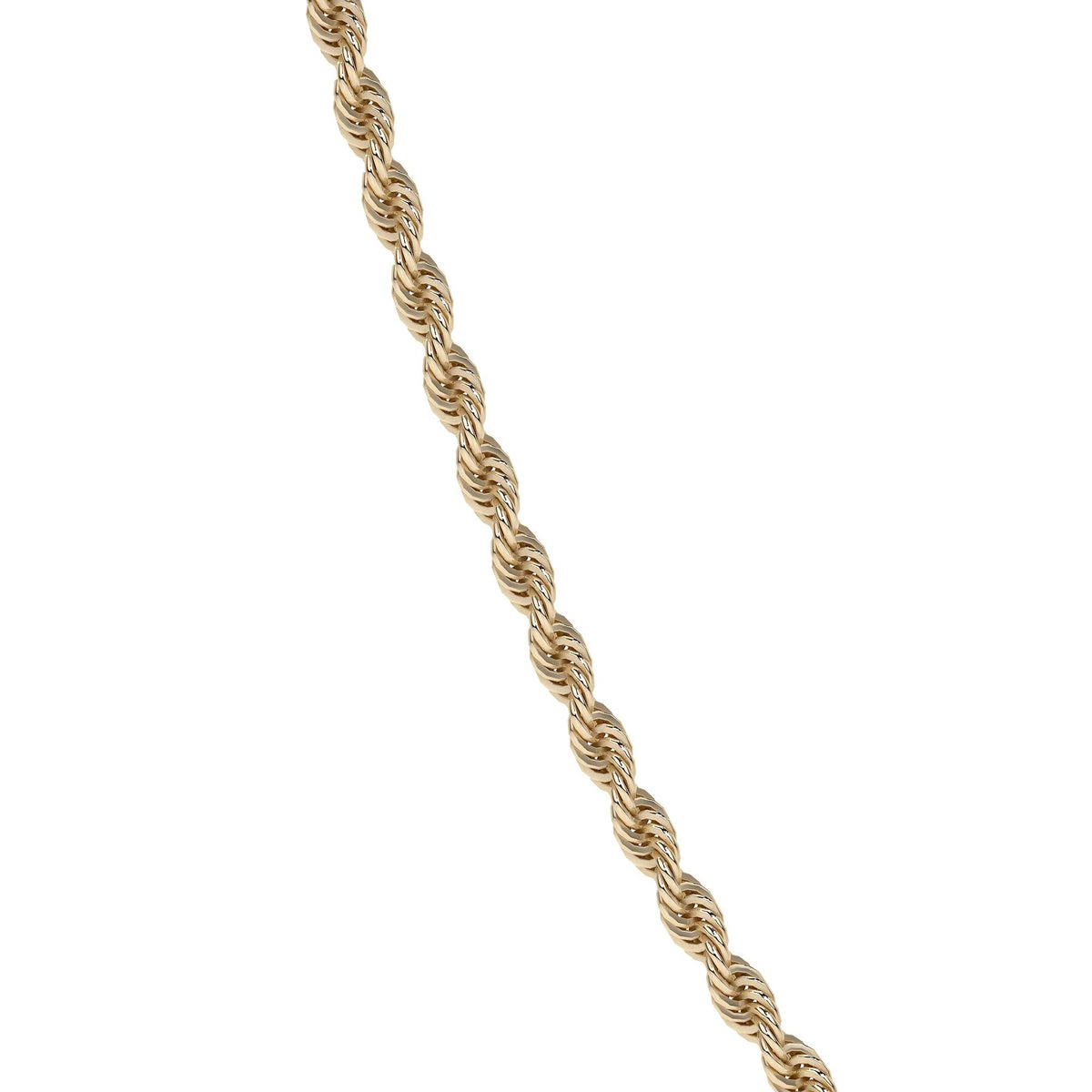 14k Italian Gold Hollow Rope Chain, 3.2mm Gauge