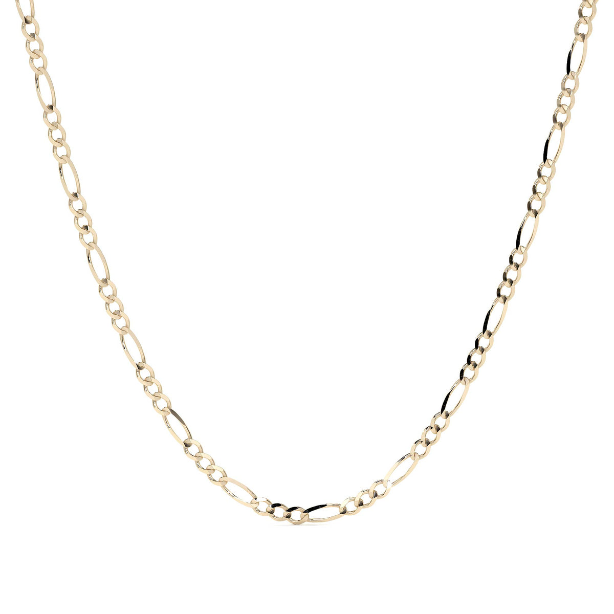 10k Italian Gold Pavé Figaro 3x1 Chain, 50cm, 2.3mm