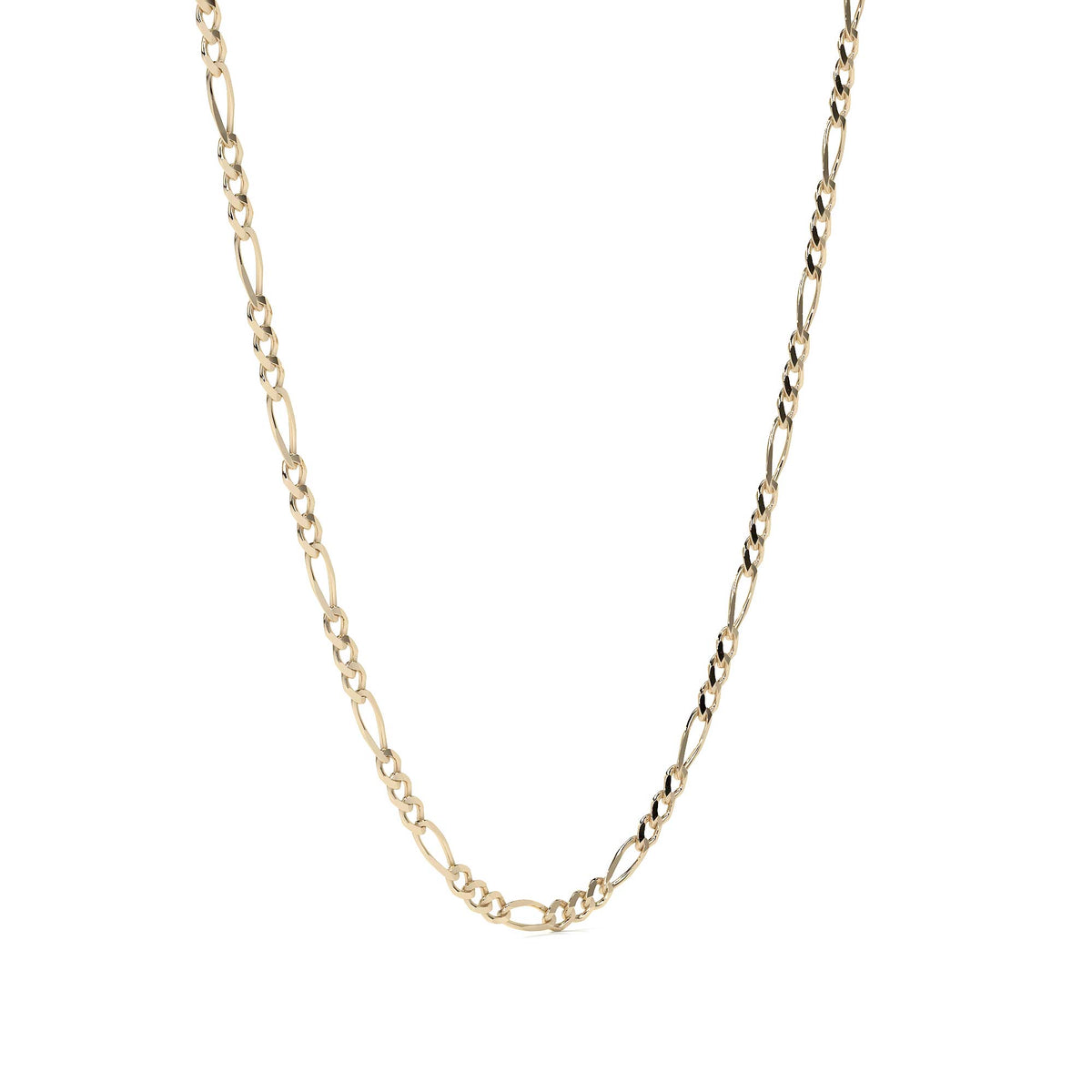 14K Gold Hollow Figaro 3+1 Chain for Men and Women | Italian Necklace 2.6mm with Lobster Clasp | 40 to 60 cm