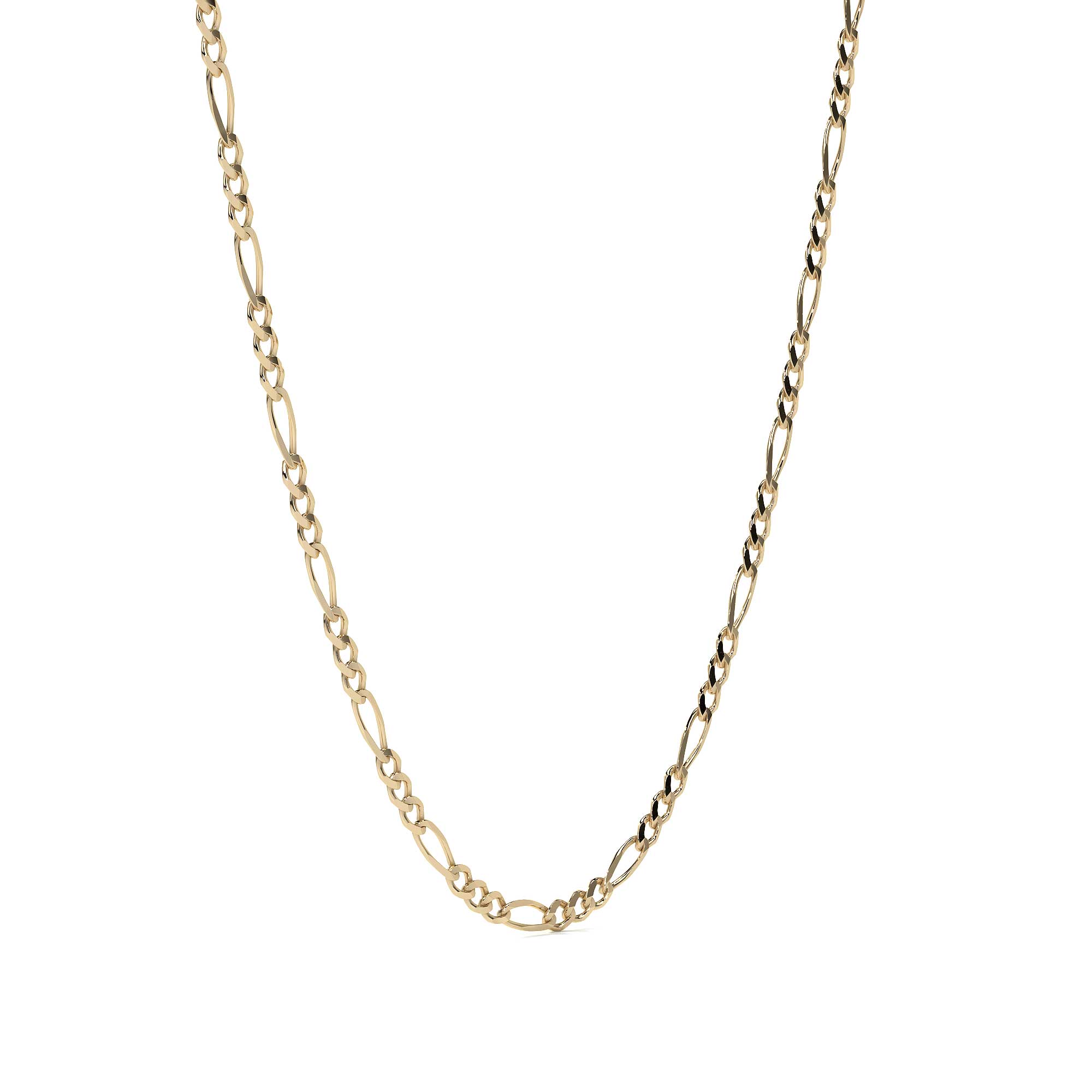 10K Gold Chain 50cm Figaro 3x1, 2.6mm Italian Gold Necklace with Spring Ring Clasp