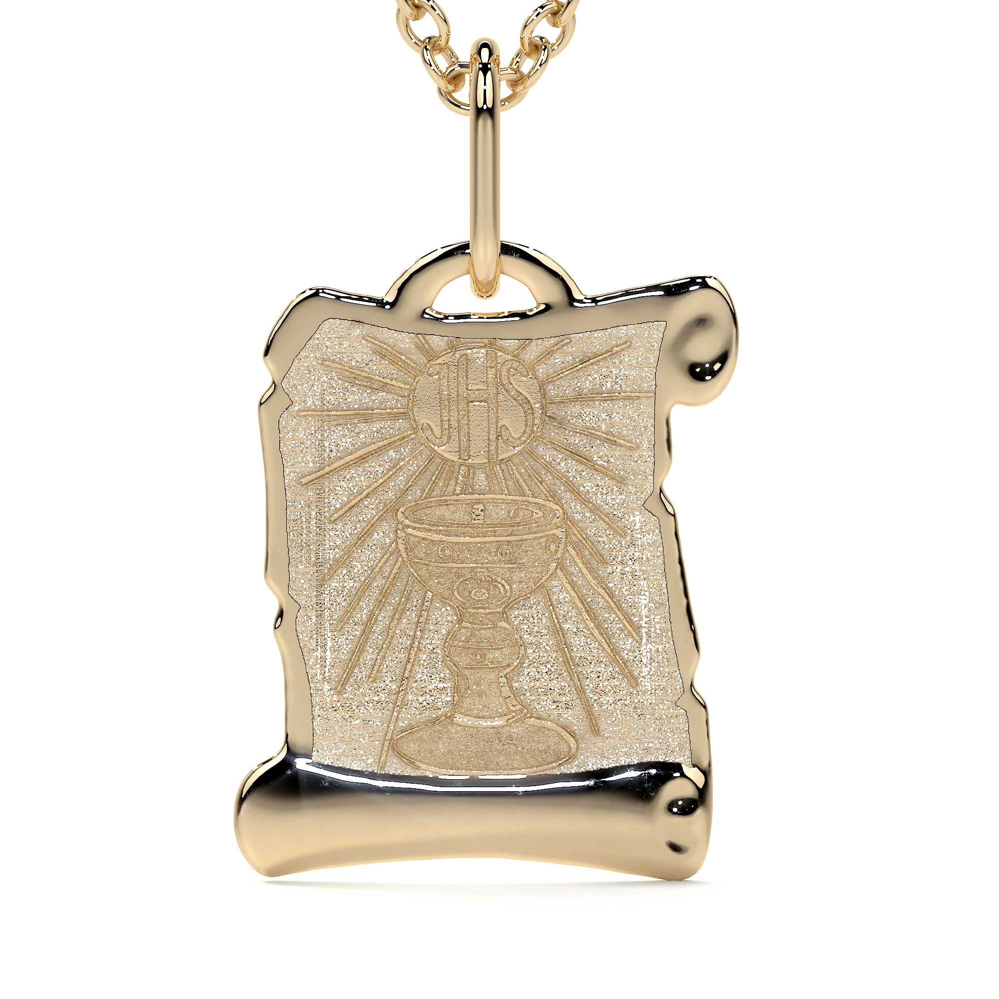 14K Gold Religious Holy Chalice Pendant | 12mm Italian Gold Pendant | Fine Jewelry