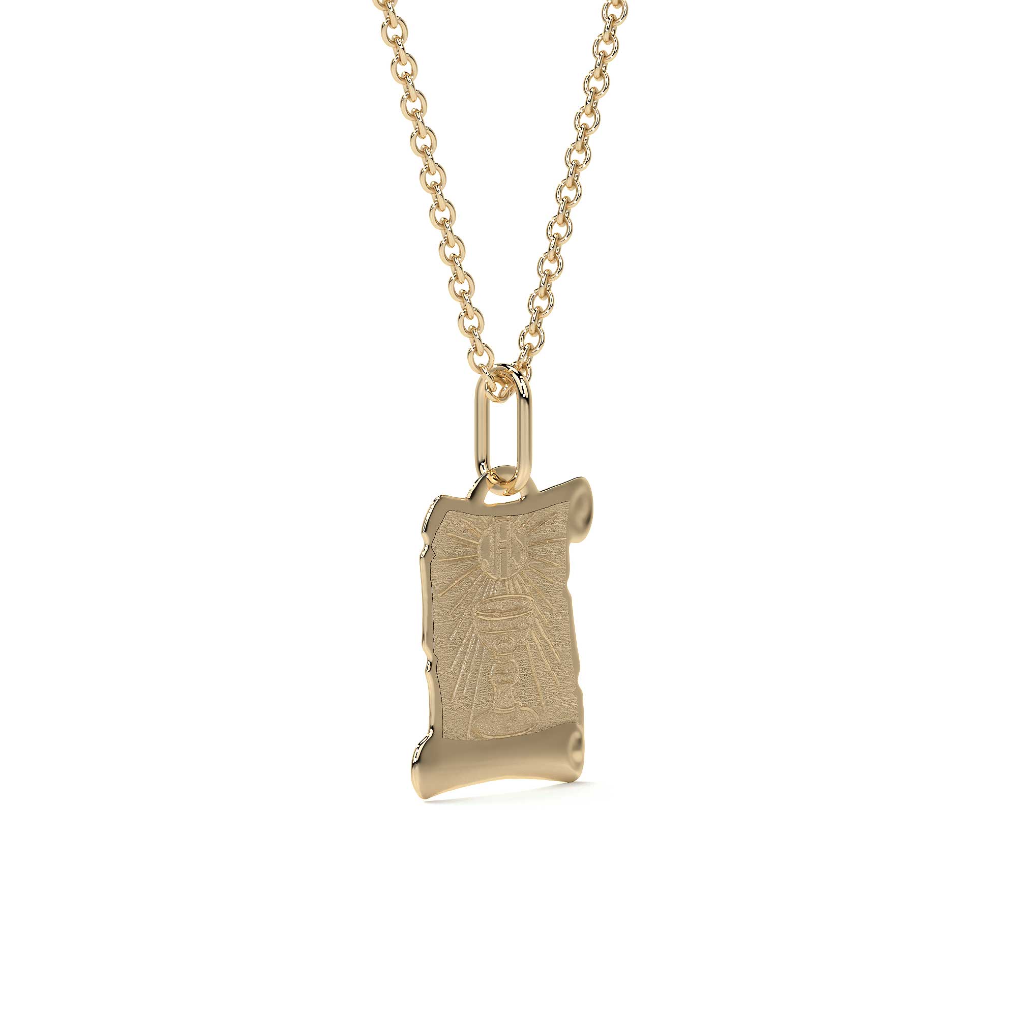 10K Gold Religious Holy Chalice Medal Charm | 12mm Italian Gold Charm | Fine Jewelry