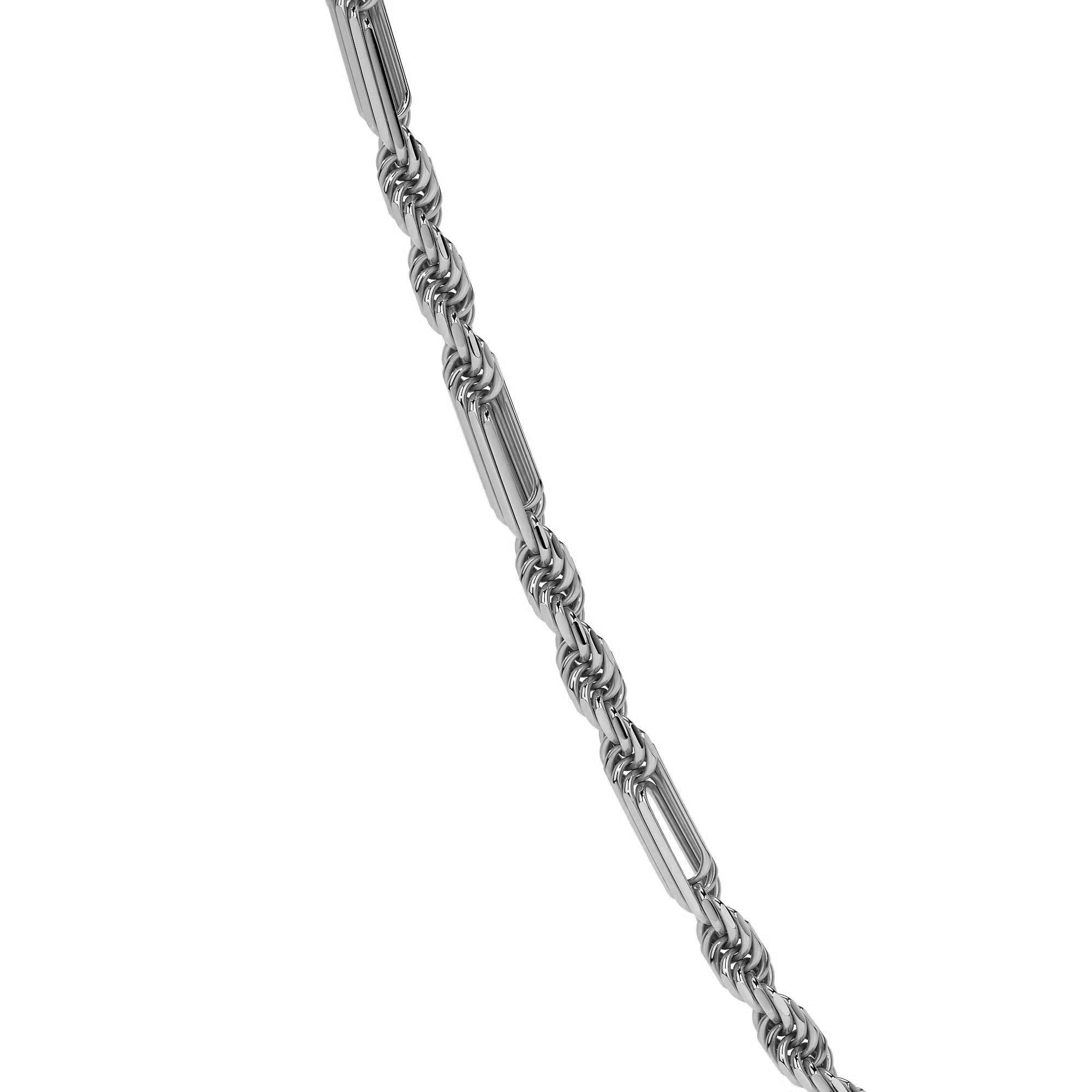 Sterling Silver 925 Figaro Torsal Chain 3x1 50cm 5.6mm Gauge