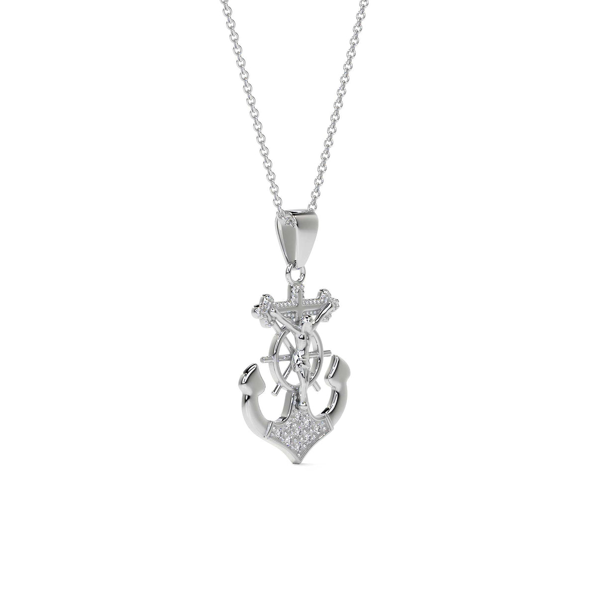 925 Sterling Silver Anchor-Shaped Cross Pendant