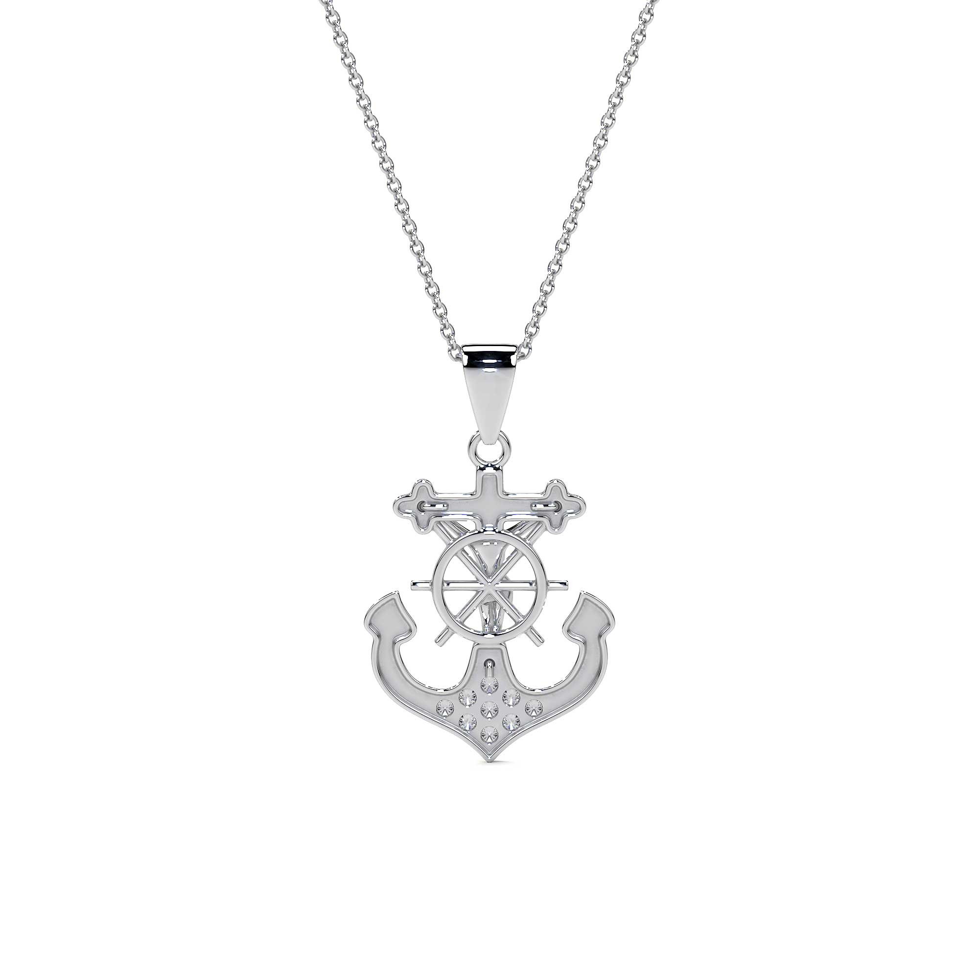 925 Sterling Silver Anchor-Shaped Cross Pendant