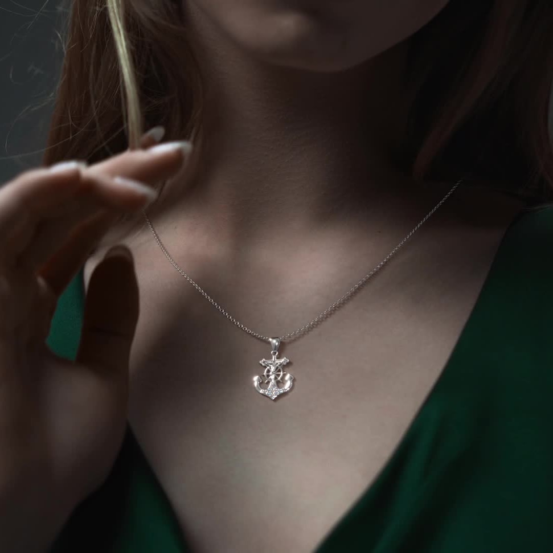 925 Sterling Silver Anchor-Shaped Cross Pendant