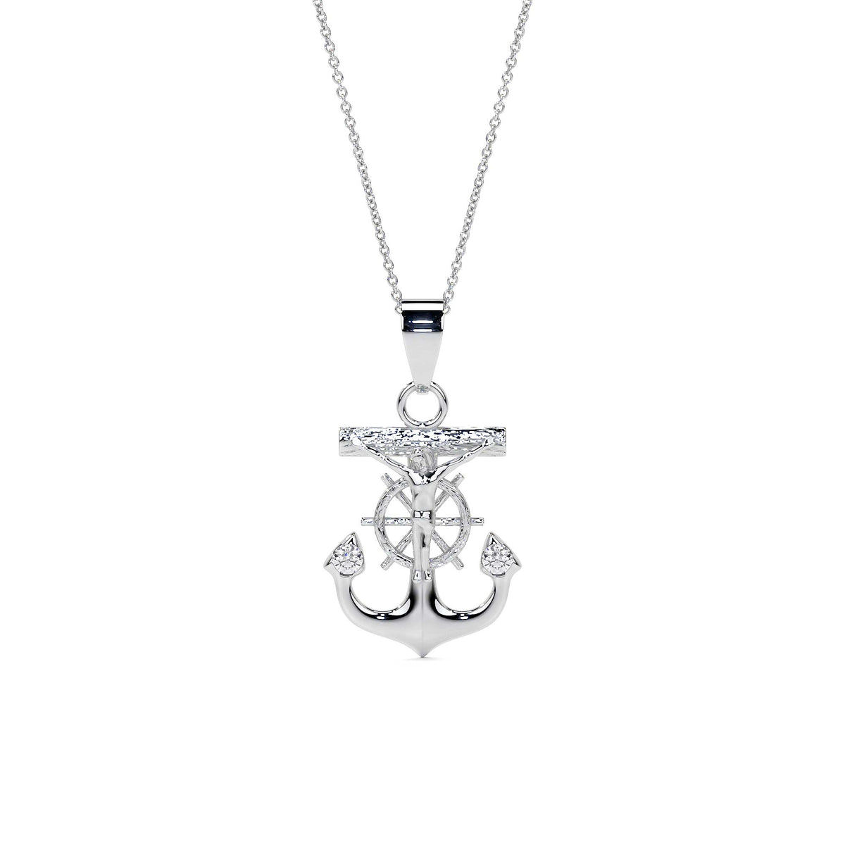 925 Sterling Silver Anchor-Shaped Cross Pendant