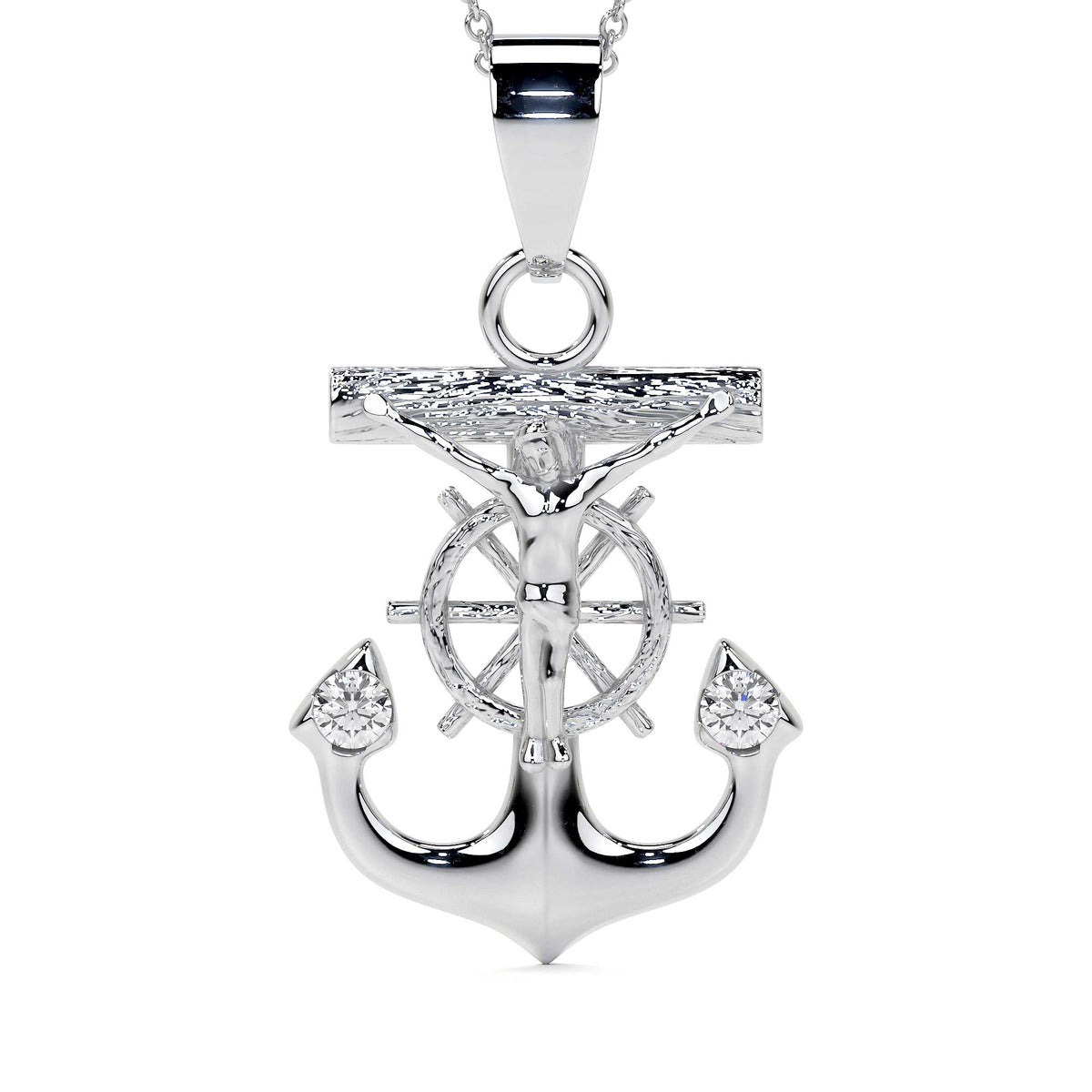 925 Sterling Silver Anchor-Shaped Cross Pendant