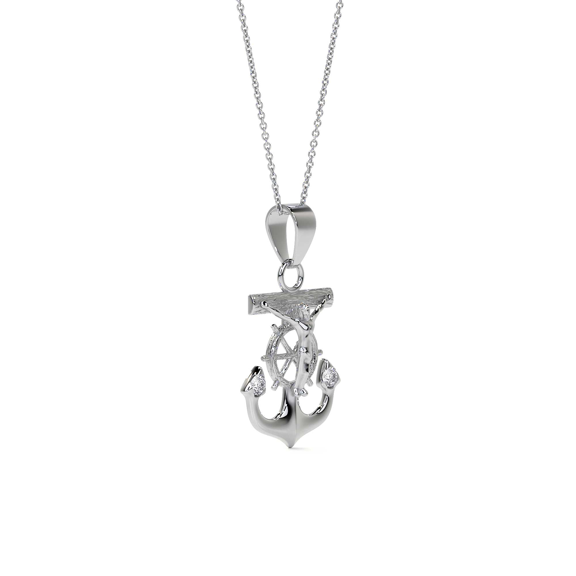 925 Sterling Silver Anchor-Shaped Cross Pendant