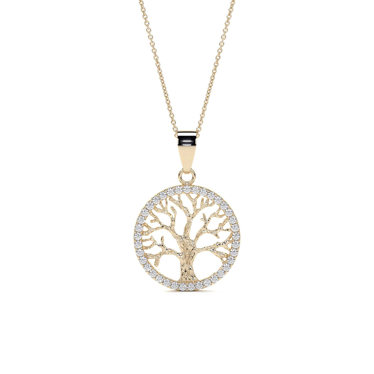 14k Tree of Life Necklace with Zirconia