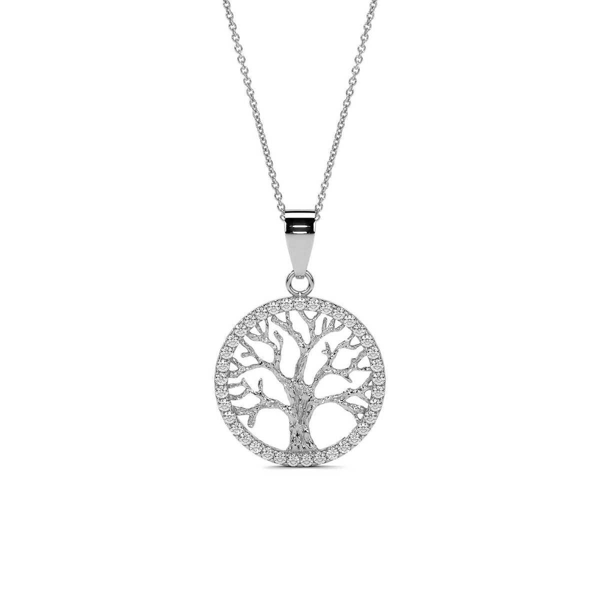 925 Sterling Silver Tree of Life Pendant Choker, Silver-Plated