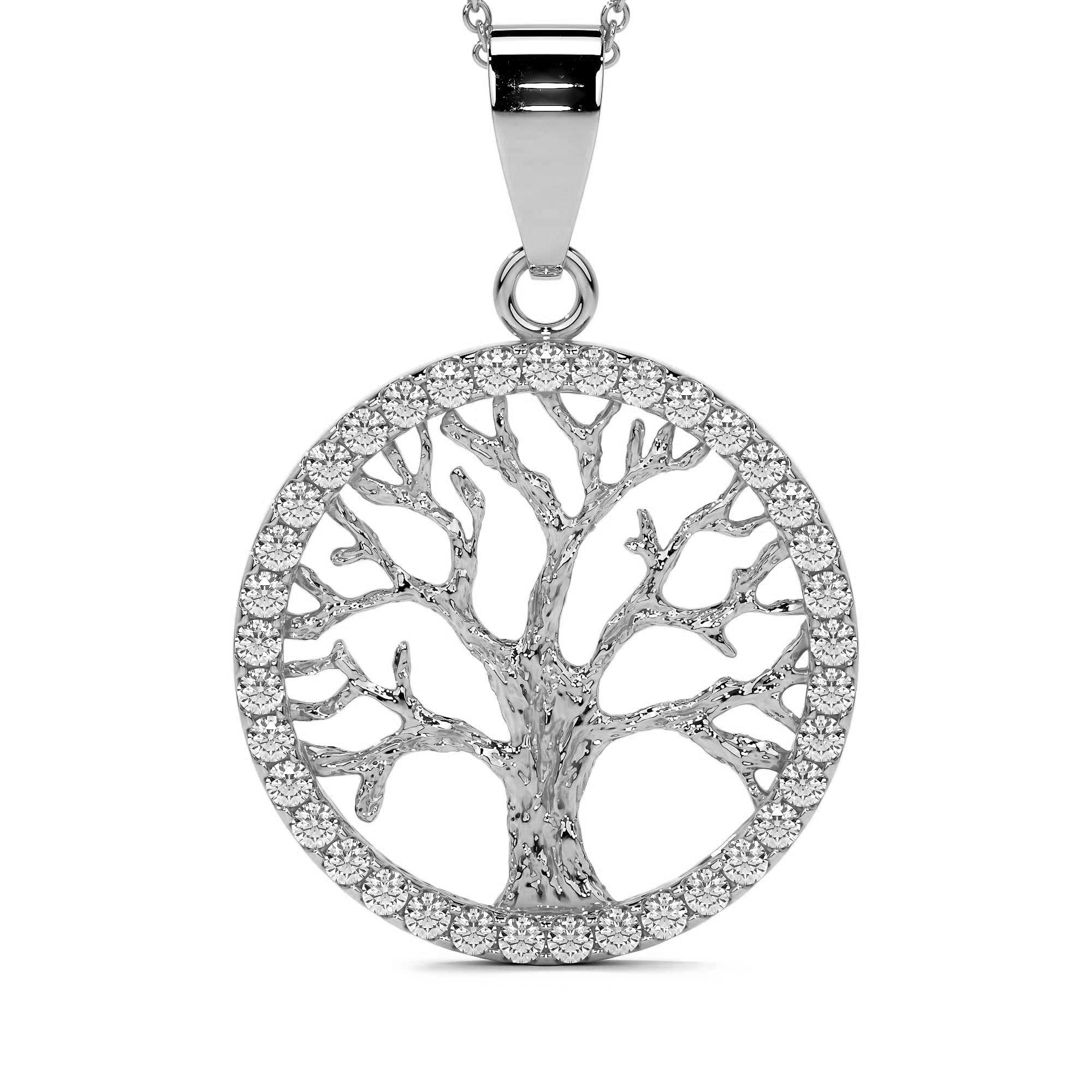 925 Sterling Silver Tree of Life Pendant Choker, Silver-Plated