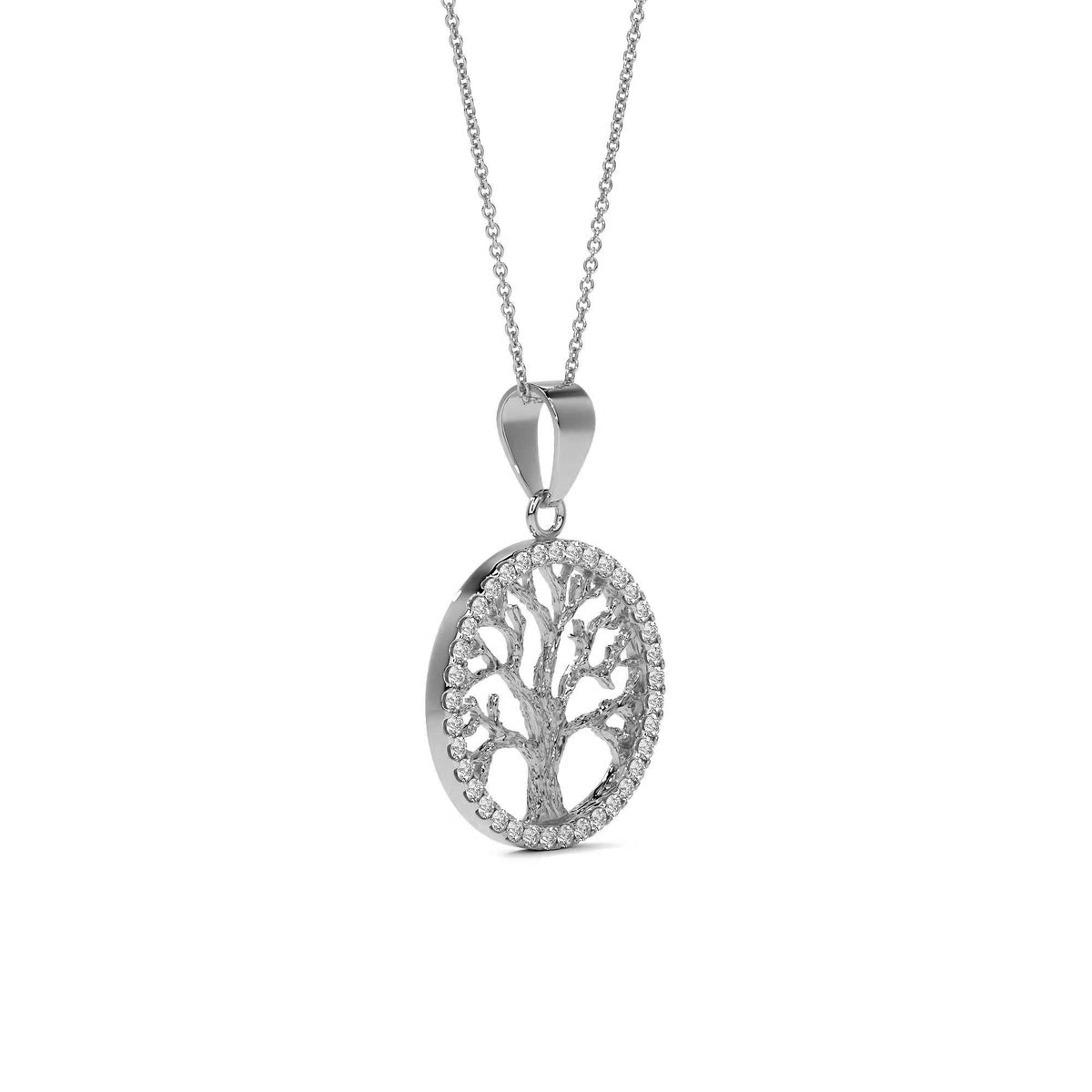 925 Sterling Silver Tree of Life Pendant Choker, Silver-Plated