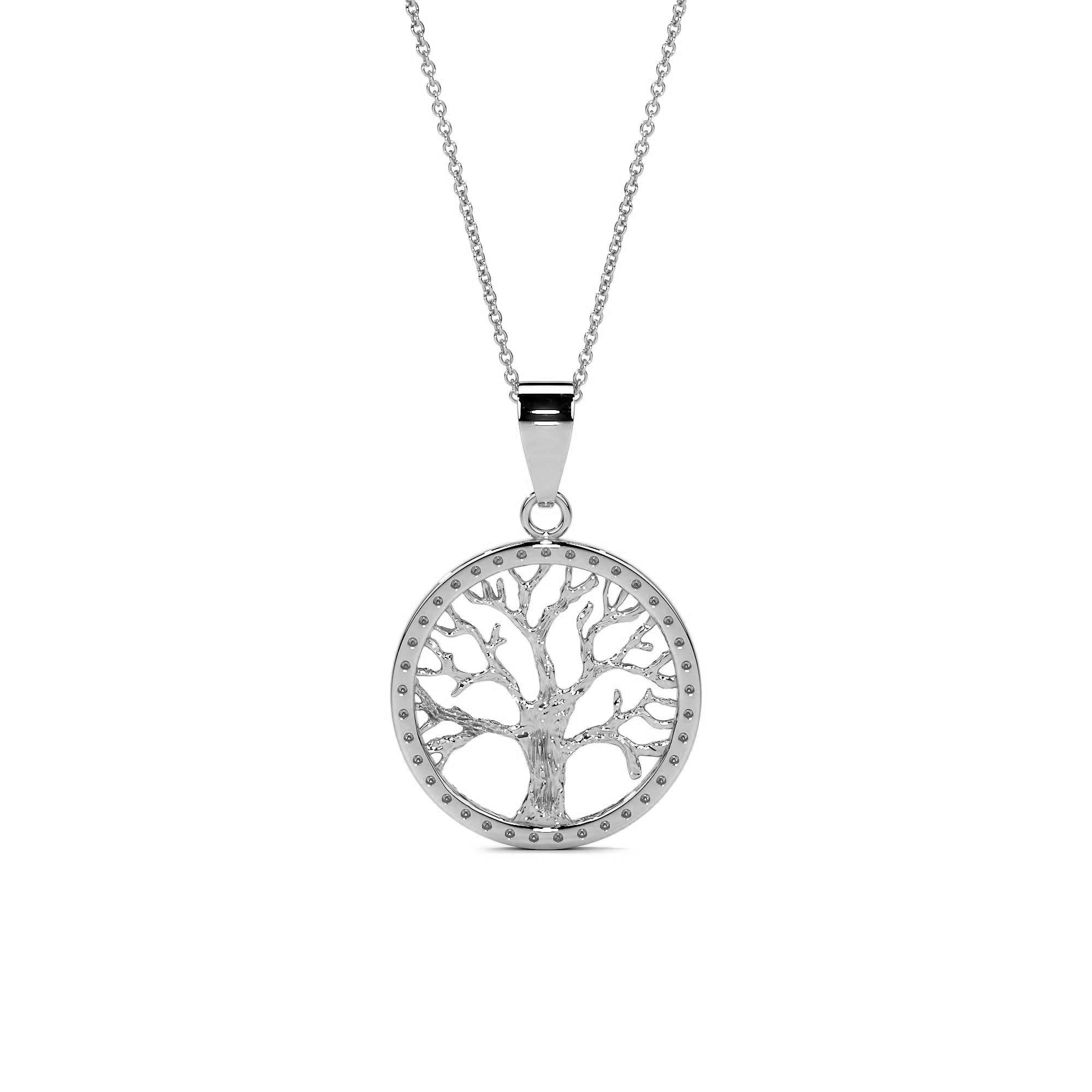 925 Sterling Silver Tree of Life Pendant Choker, Silver-Plated