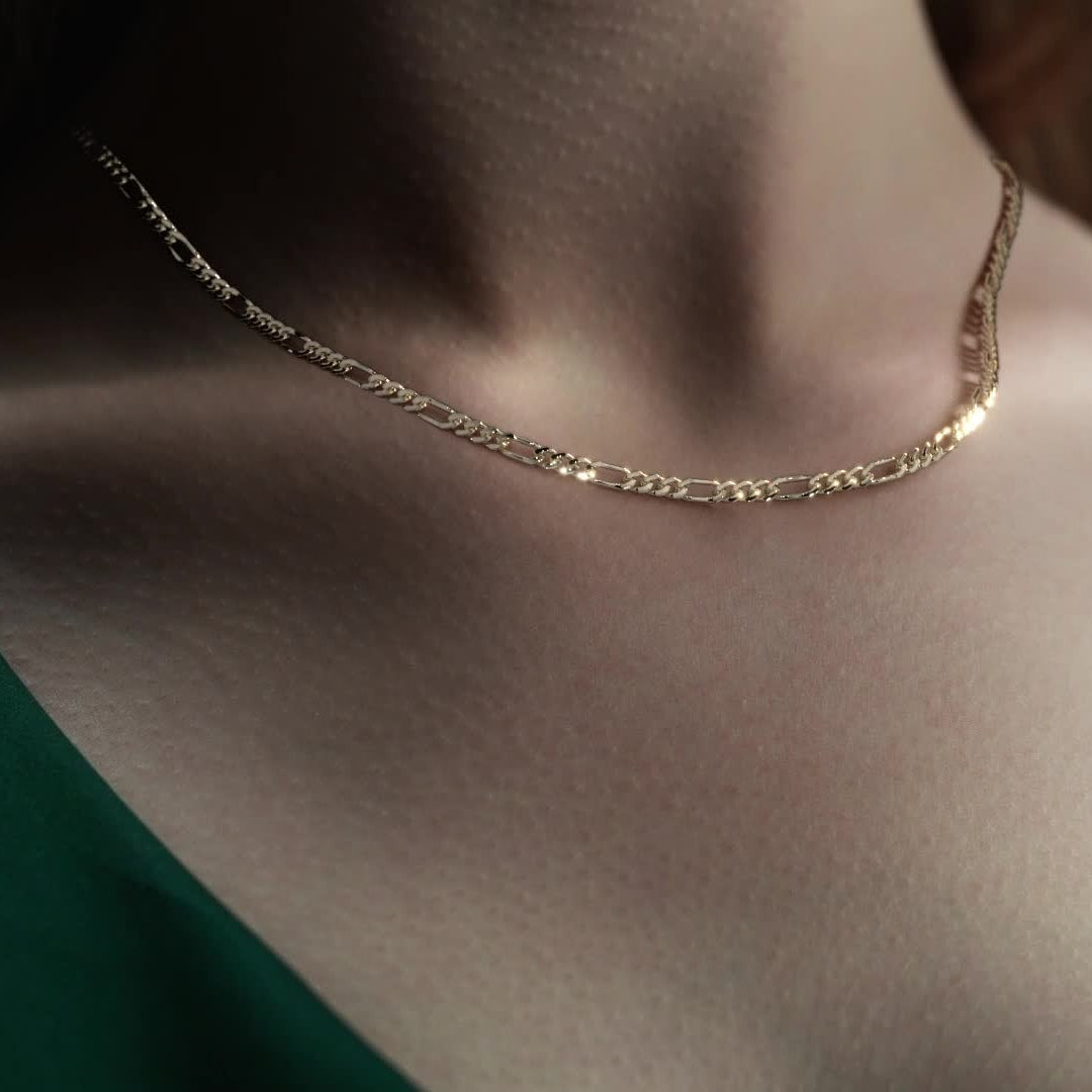 10K Gold Figaro Chain, 2mm, 50cm, Classic Gold Italian Design