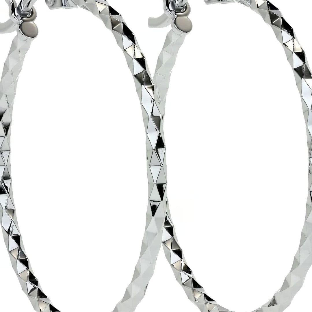 925 Sterling Silver Diamond-Cut Arracada Hoop Earring for Women, Confetti Style