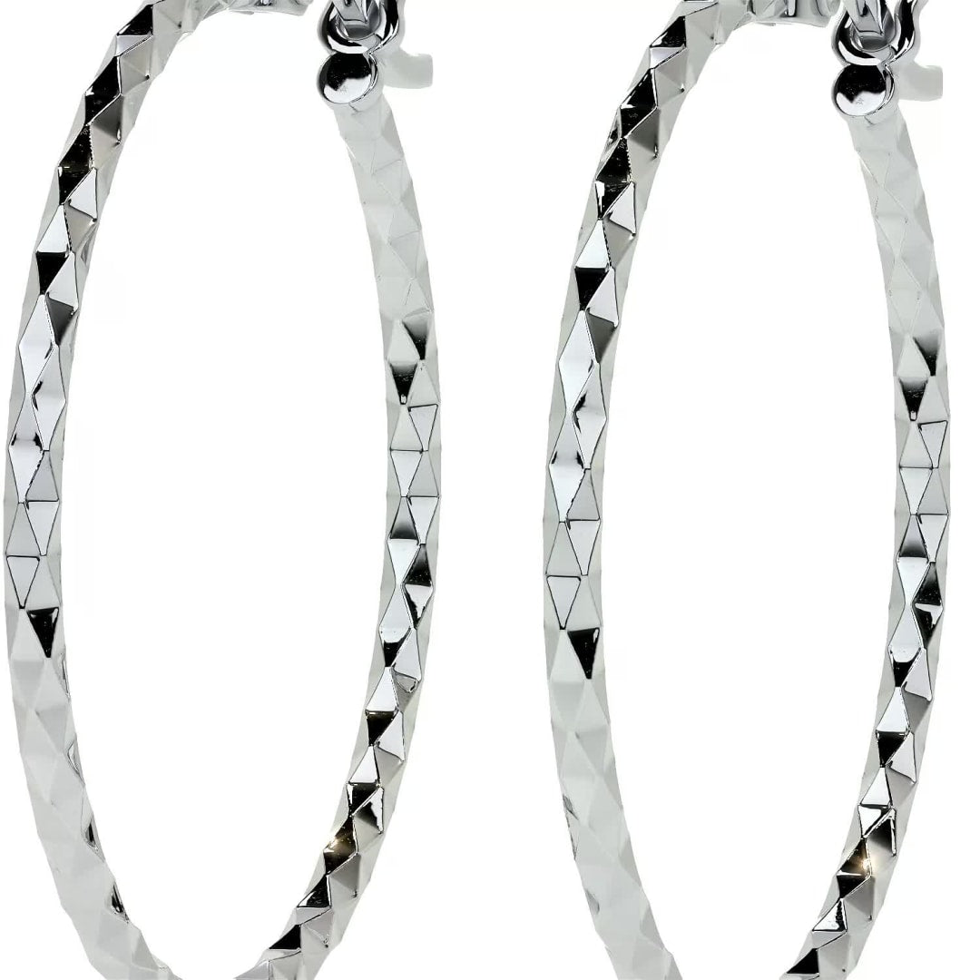 925 Sterling Silver Diamond-Cut Arracada Hoop Earring for Women, Confetti Style