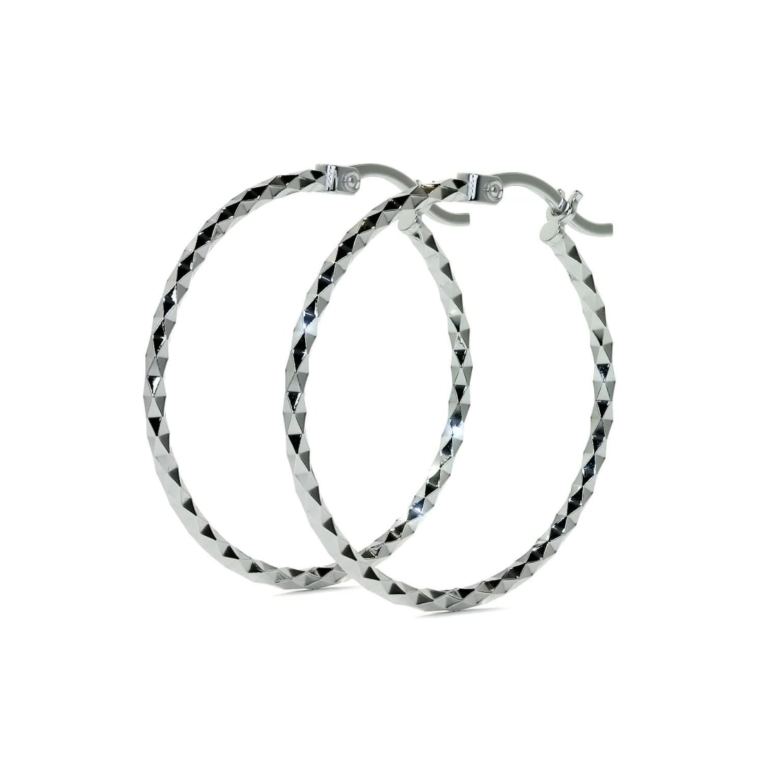 925 Sterling Silver Diamond-Cut Arracada Hoop Earring for Women, Confetti Style