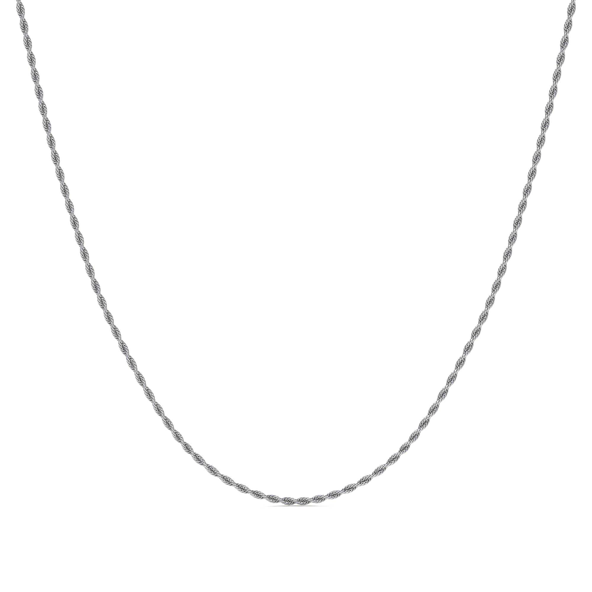 925 Sterling Silver Rope Chain, 45 cm, 1.30 mm Gauge