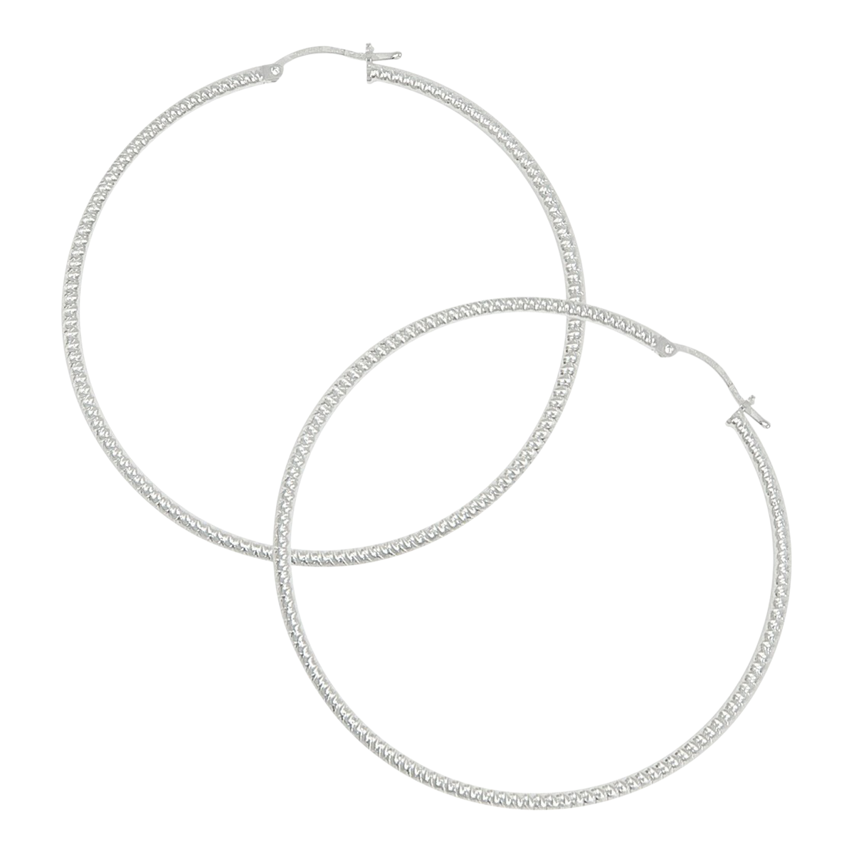 Sterling Silver 925 Diamond-Cut Hoop Earrings for Women Candy 55 mm