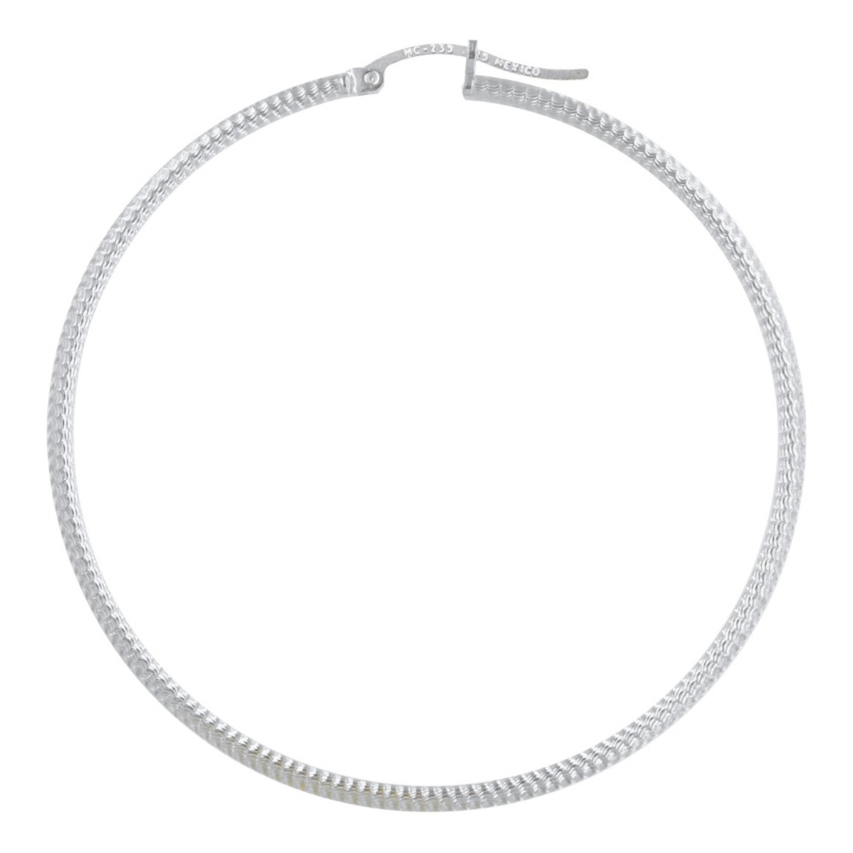 Sterling Silver 925 Diamond-Cut Hoop Earrings for Women Candy 55 mm