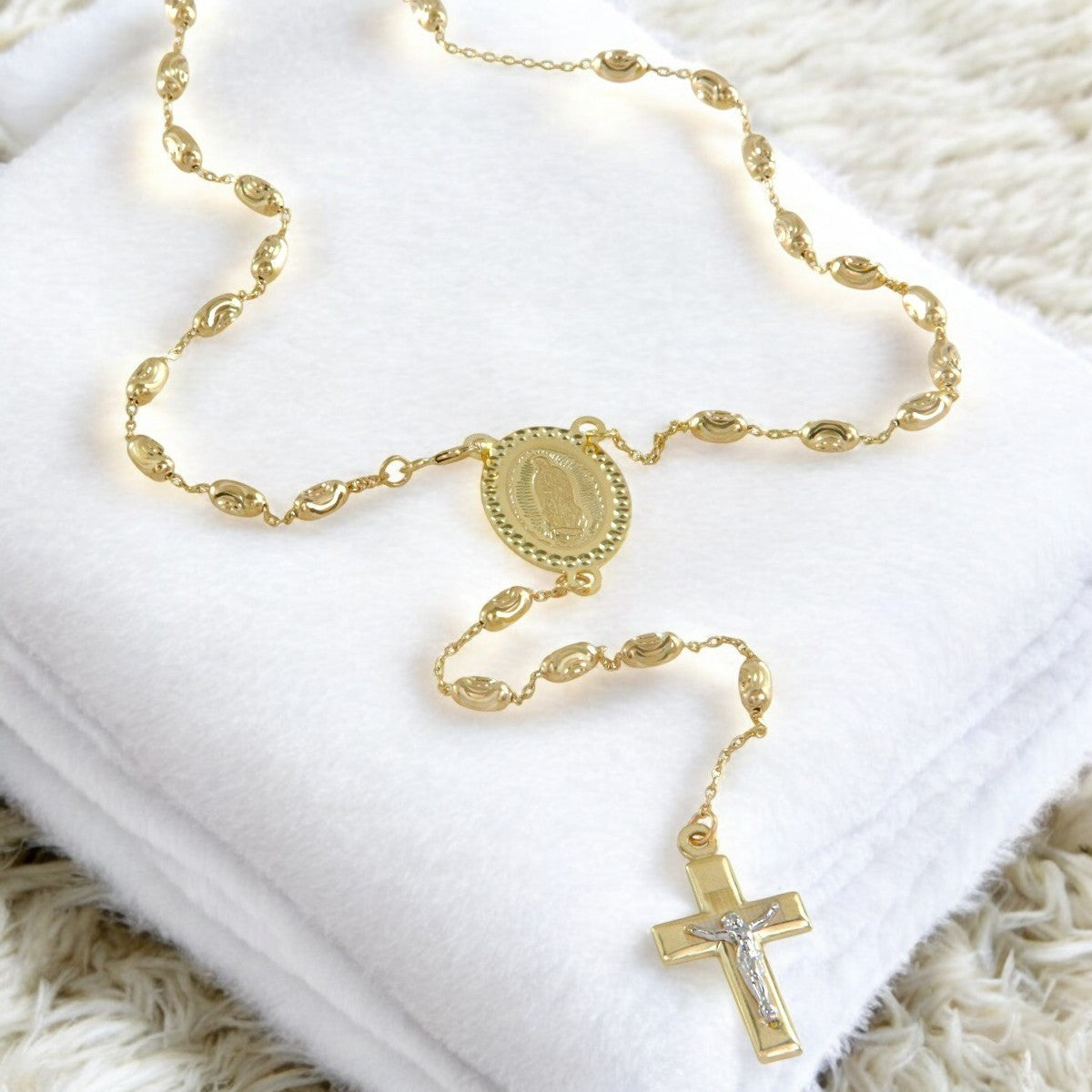 14k Gold Italian Rosary, 60 cm