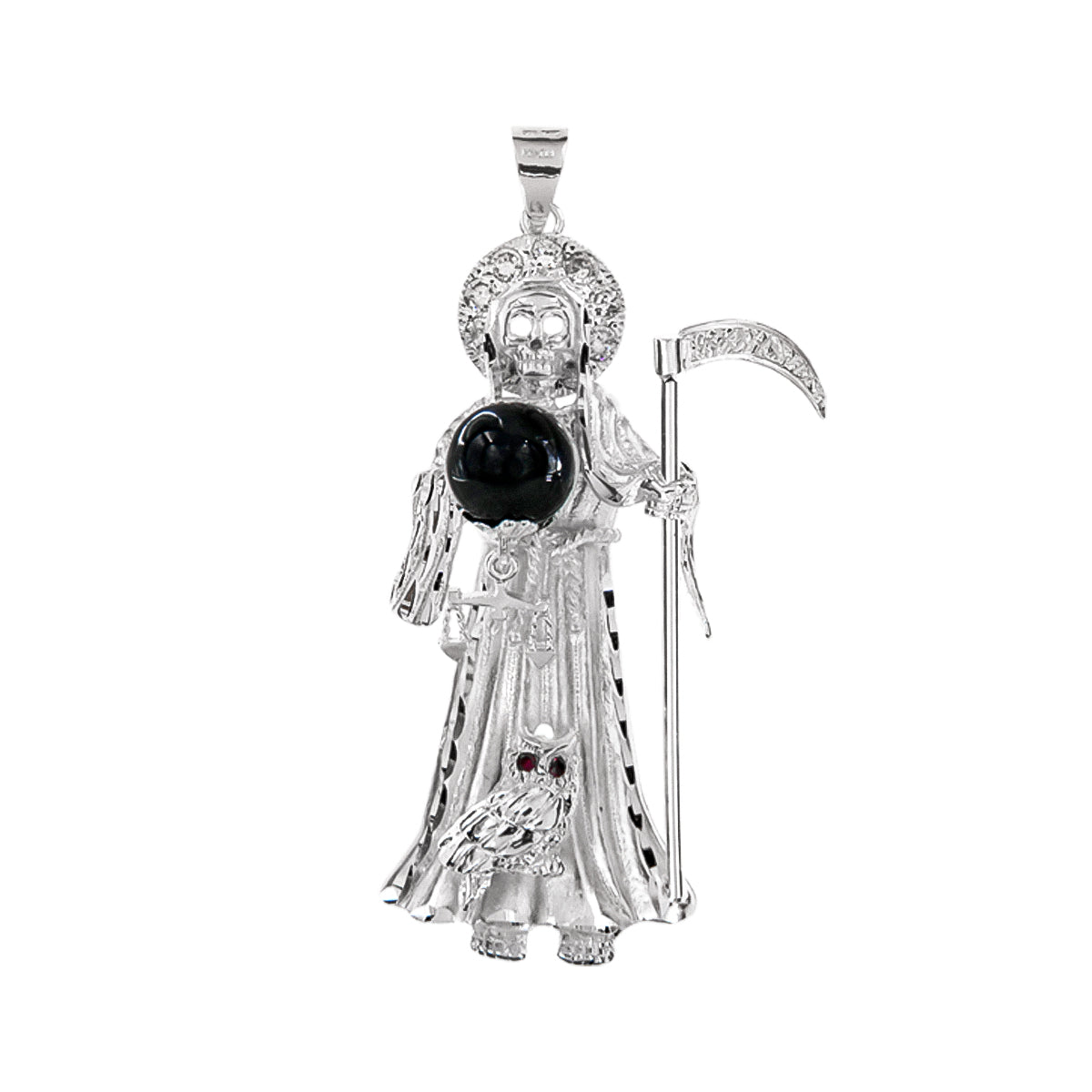 925 Silver Santa Muerte Pendant 2.7cm