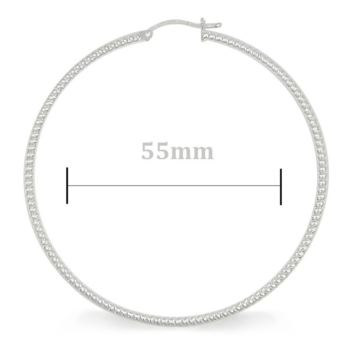 Sterling Silver 925 Diamond-Cut Hoop Earrings for Women Candy 55 mm